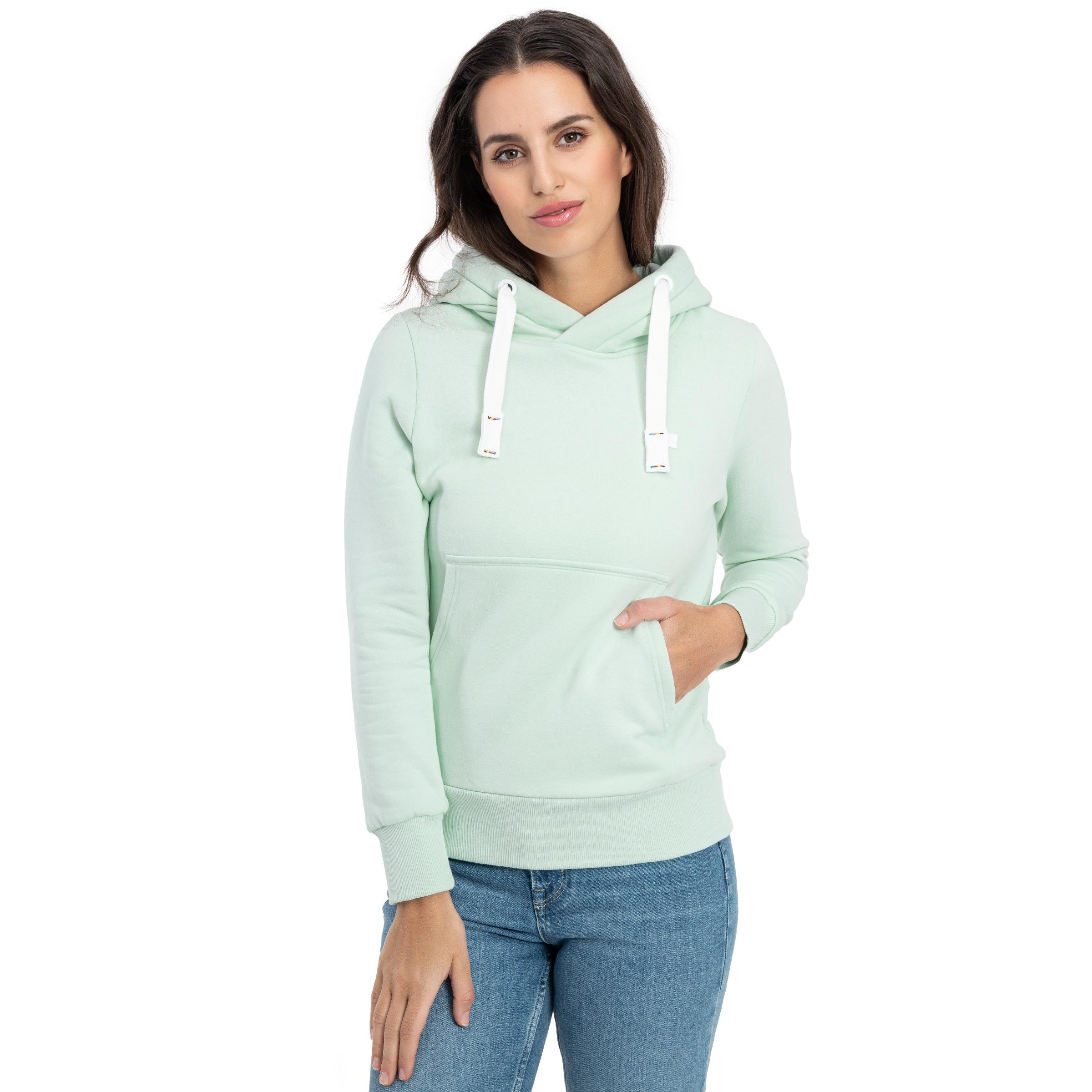 Kapuzensweatshirt DEPROC ACTIVE "HildaCMYK II WOMEN", Damen, Gr. 40 (M), grün, 50% Baumwolle, 50% Polyester, bequem, angesetztes Bündchen, Sweatshirts Kapuzensweatshirt, weiche Fleecejacke mit Kängurutasche