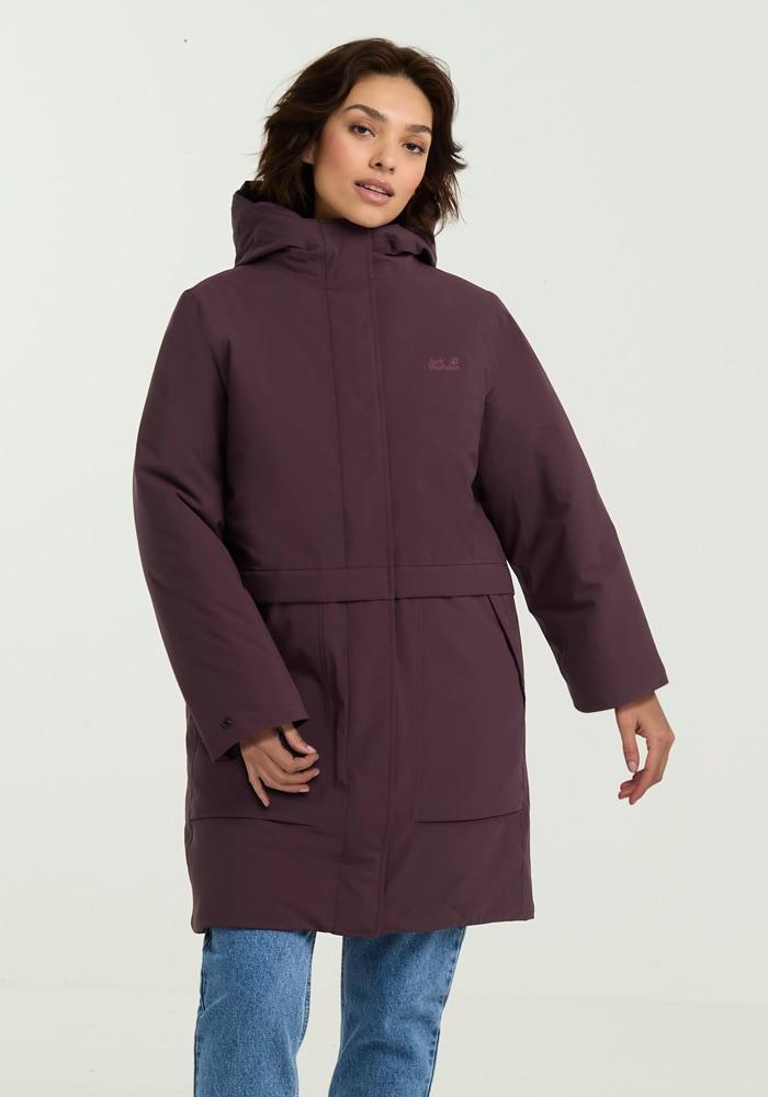 Funktionsjacke JACK WOLFSKIN "WINTERTIDE JKT W", Damen, Gr. XL, amaranth, Obermaterial: 100% Polyester. Futter: 100% Polyester. Wattierung: 100% Polyester, Jacken Funktionsjacke, Wärmend, winddicht, Übergangsjacke