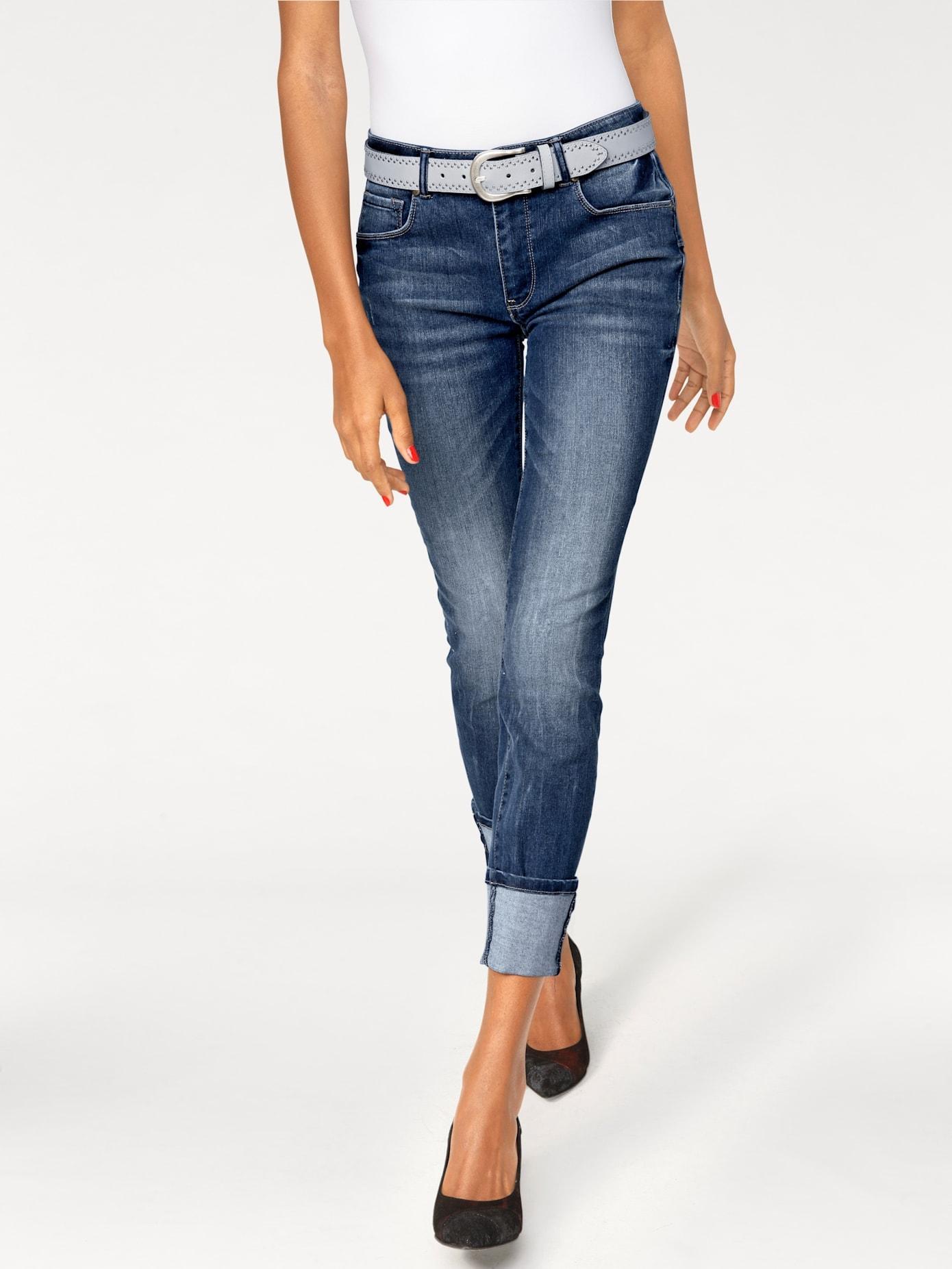 7/8-Jeans Heine, Damen, Gr. 34, NormalgrößEn, Blau (Blau Denim), 76% Baumwolle, 16% Polyester, 7% Viskose, 1% Elasthan, Miedereinsatz:15% Elasthan, 85% Polyamid, Unifarben, 7/8-LäNge, Jeans