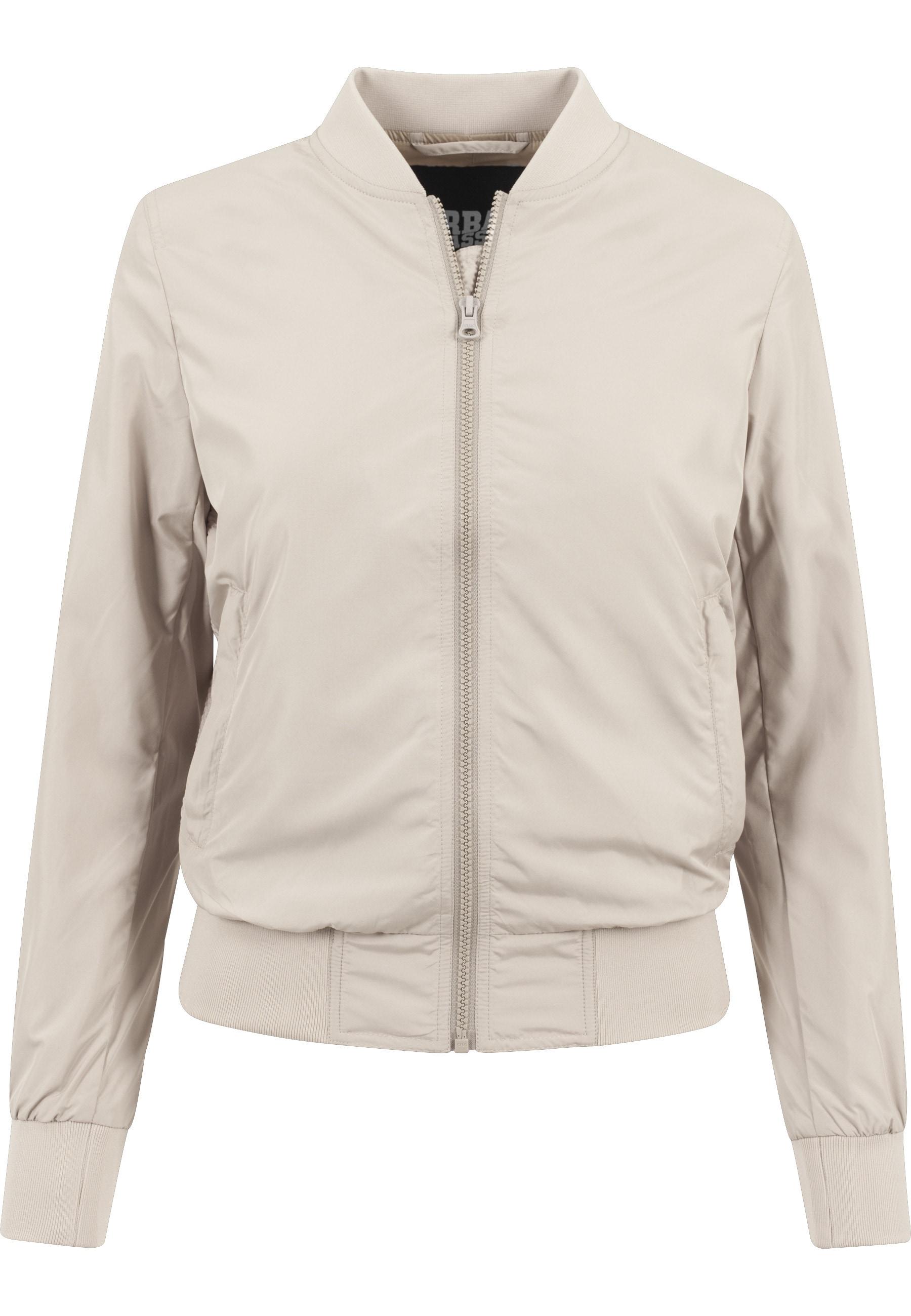 Allwetterjacke Urban Classics "Urban Classics Damen Ladies Light Bomber Jacket", Damen, Gr. L, Sand, 100% Polyester, Unifarben, Normal, Rundhals, Jacken