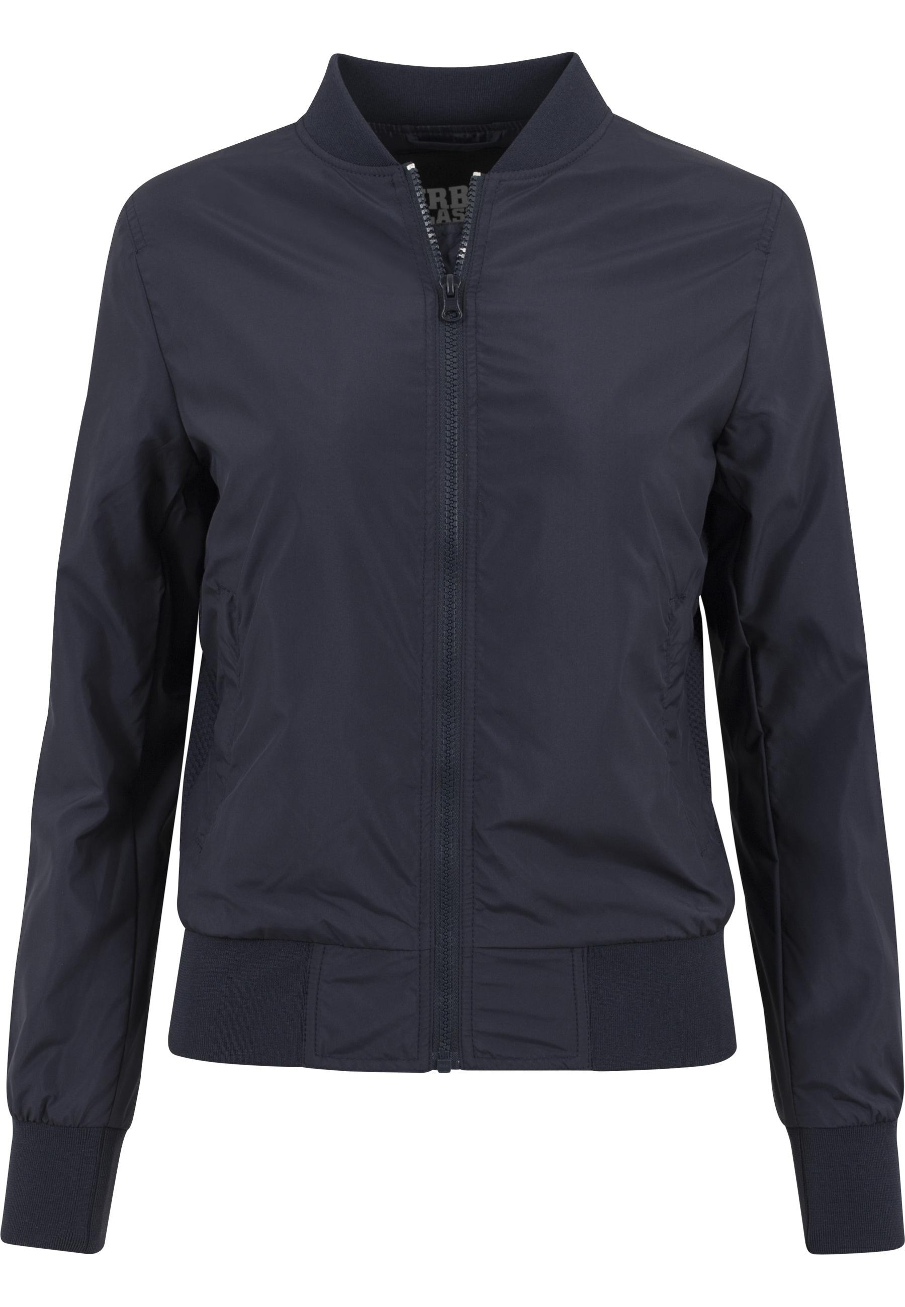 Allwetterjacke Urban Classics "Urban Classics Damen Ladies Light Bomber Jacket", Damen, Gr. Xs, Navy, 100% Polyester, Unifarben, Normal, Rundhals, Jacken