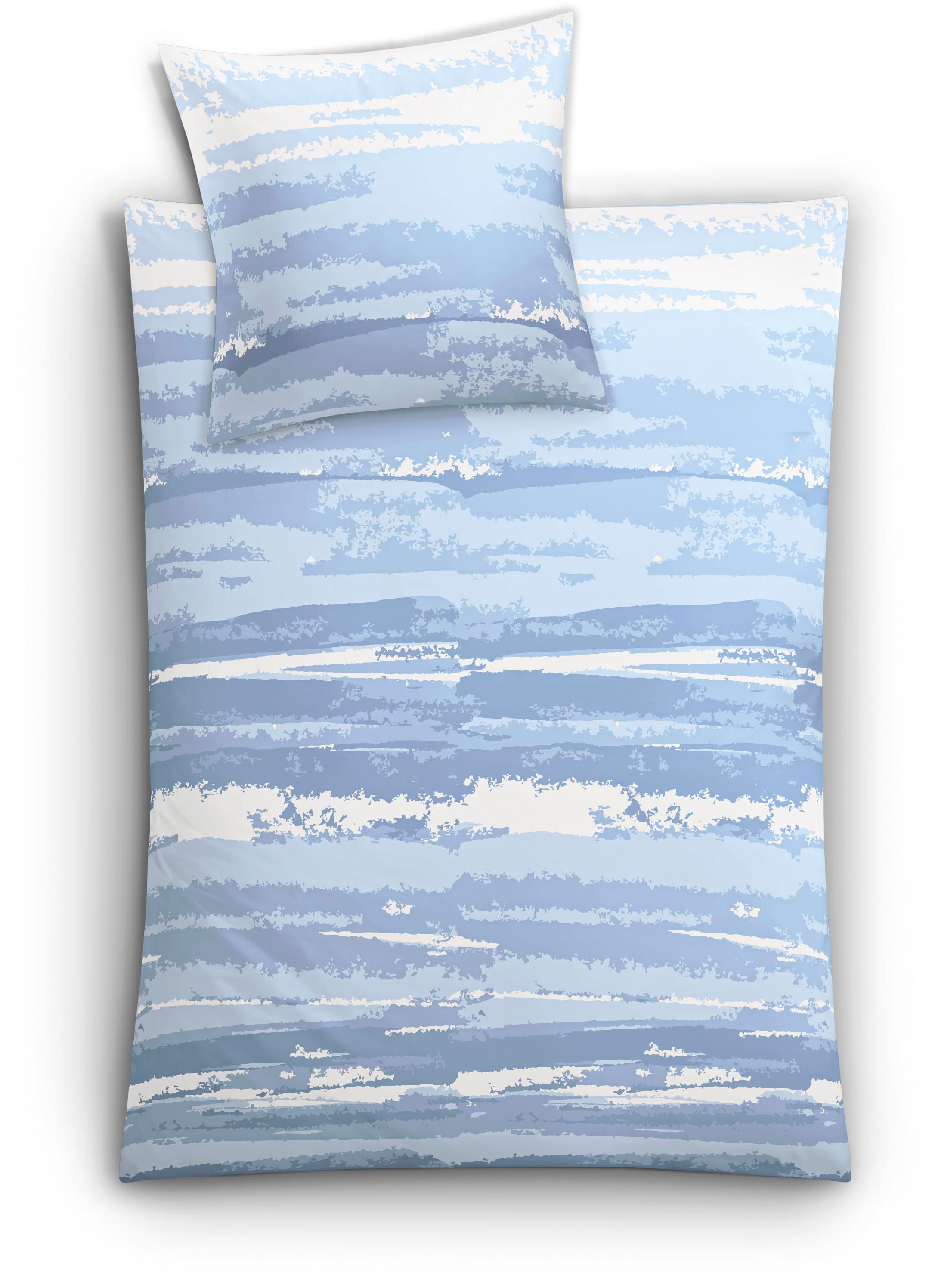 Bettwäsche KLEINE WOLKE "Ballade", blau (mare), B/L: 155cm x 220cm, Mako-Satin, B/L: 80cm x 80cm, 2 Stk., Mako-Satin, Obermaterial: 100% Baumwolle, Bettwäsche, Bettwäsche, in Blautönen