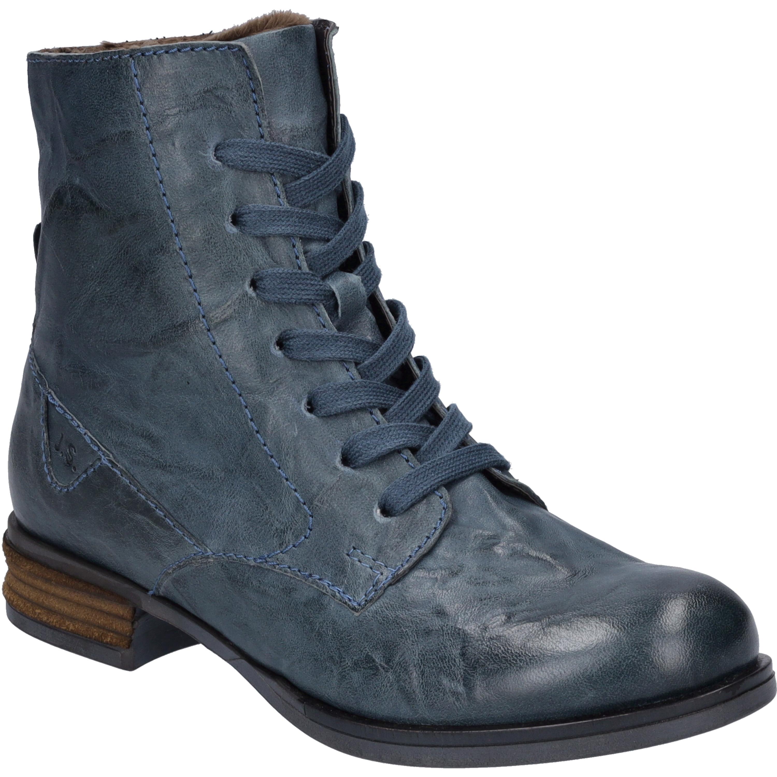 Stiefelette Josef Seibel "Sanja 01, Azur", Damen, Gr. 37, Blau (Azur), Obermaterial: 100% Rindsleder Leather Cow., Schuhe Stiefelette