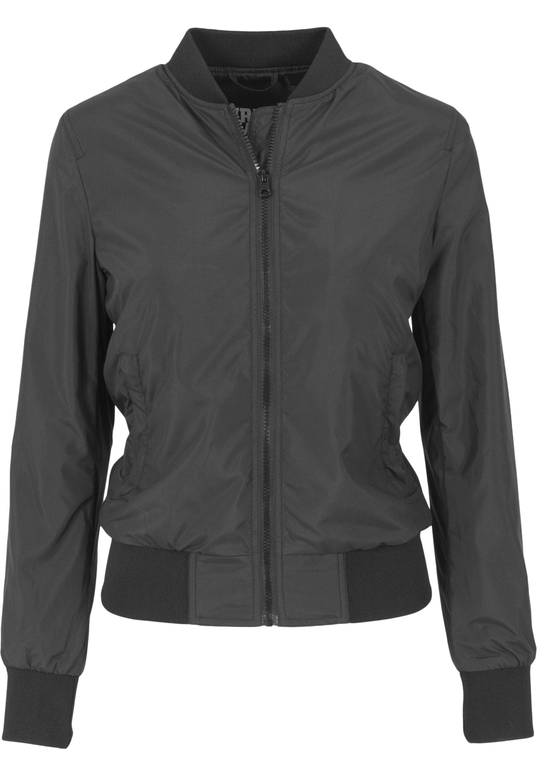 Allwetterjacke Urban Classics "Urban Classics Damen Ladies Light Bomber Jacket", Damen, Gr. Xs, Schwarz, 100% Polyester, Unifarben, Normal, Rundhals, Jacken