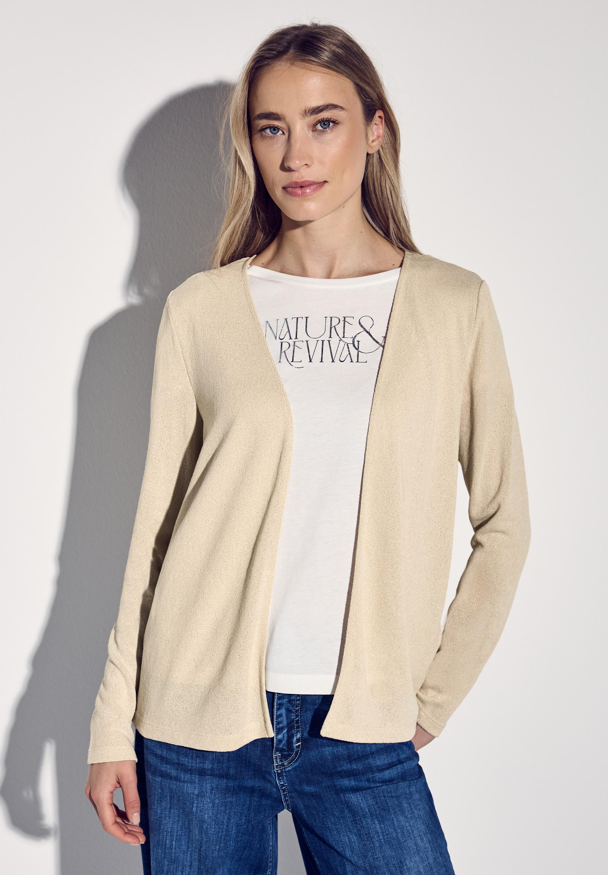 Cardigan Street One, Damen, Gr. 38, Beige (Cotton Beige), Stoff, 60% Viskose, 40% Polyester, Unifarben, Gerade Normal, Ohne Ausschnitt, BüNdchen, Strickjacken, Verschlusslos