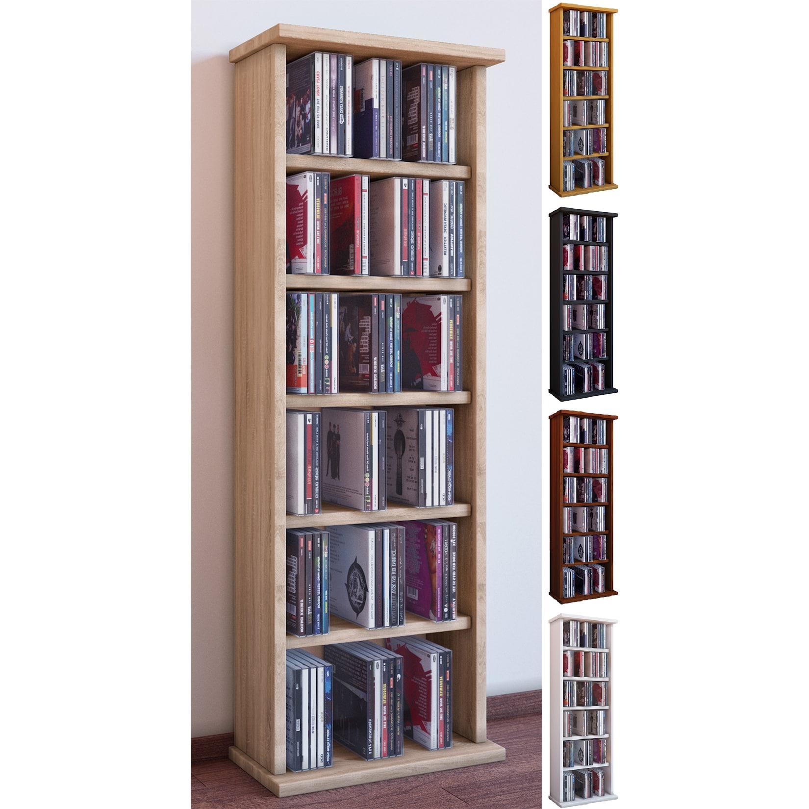 Vcm Cd Regal Holz Cd Regal Mit Platz FüR 150 Cds Oder 65 Dvds Oder 36-Videos MaßE: H. 92 X B. 31 X T. 18 Cm Elegantes Dvd Regal Stehend Blu Ray Regal FüRs Wohnzimmer Cd Regal Vostan