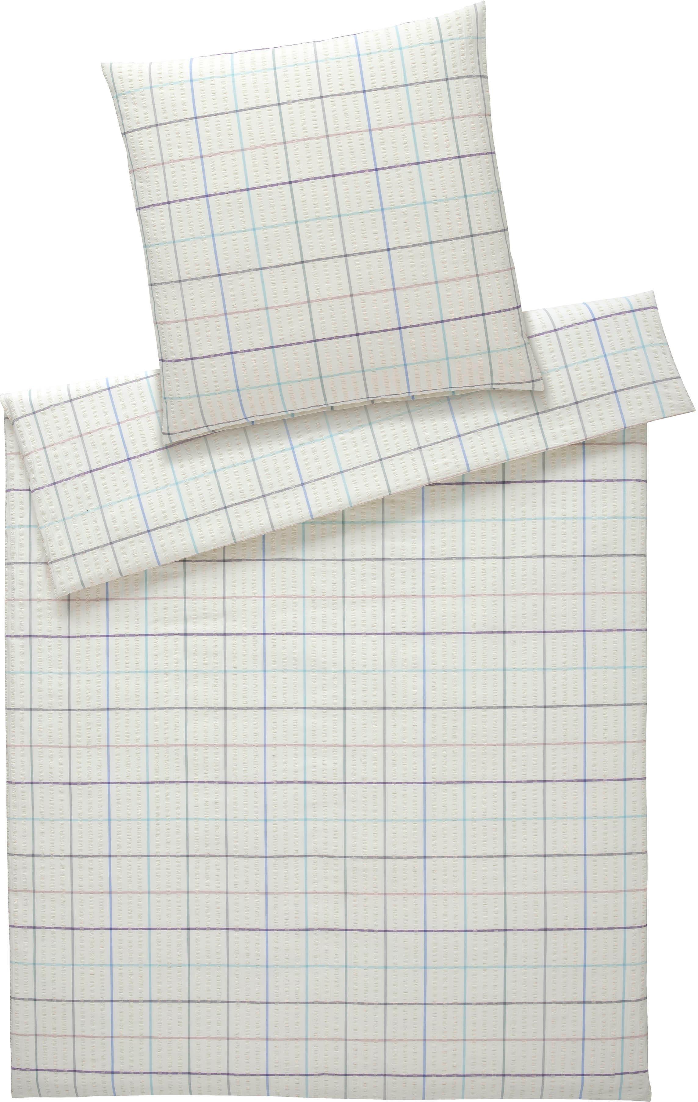 BettwäSche Elegante "Trondheim", Bunt (Multi, Blau), B/L: 135Cm X 200Cm, 1 Stk., 1 Stk., Seersucker, B/L: 80Cm X 80Cm, 2 Stk., Seersucker, Obermaterial: 100% Baumwolle, BettwäSche, BettwäSche, Angenehmes HautgefüHl