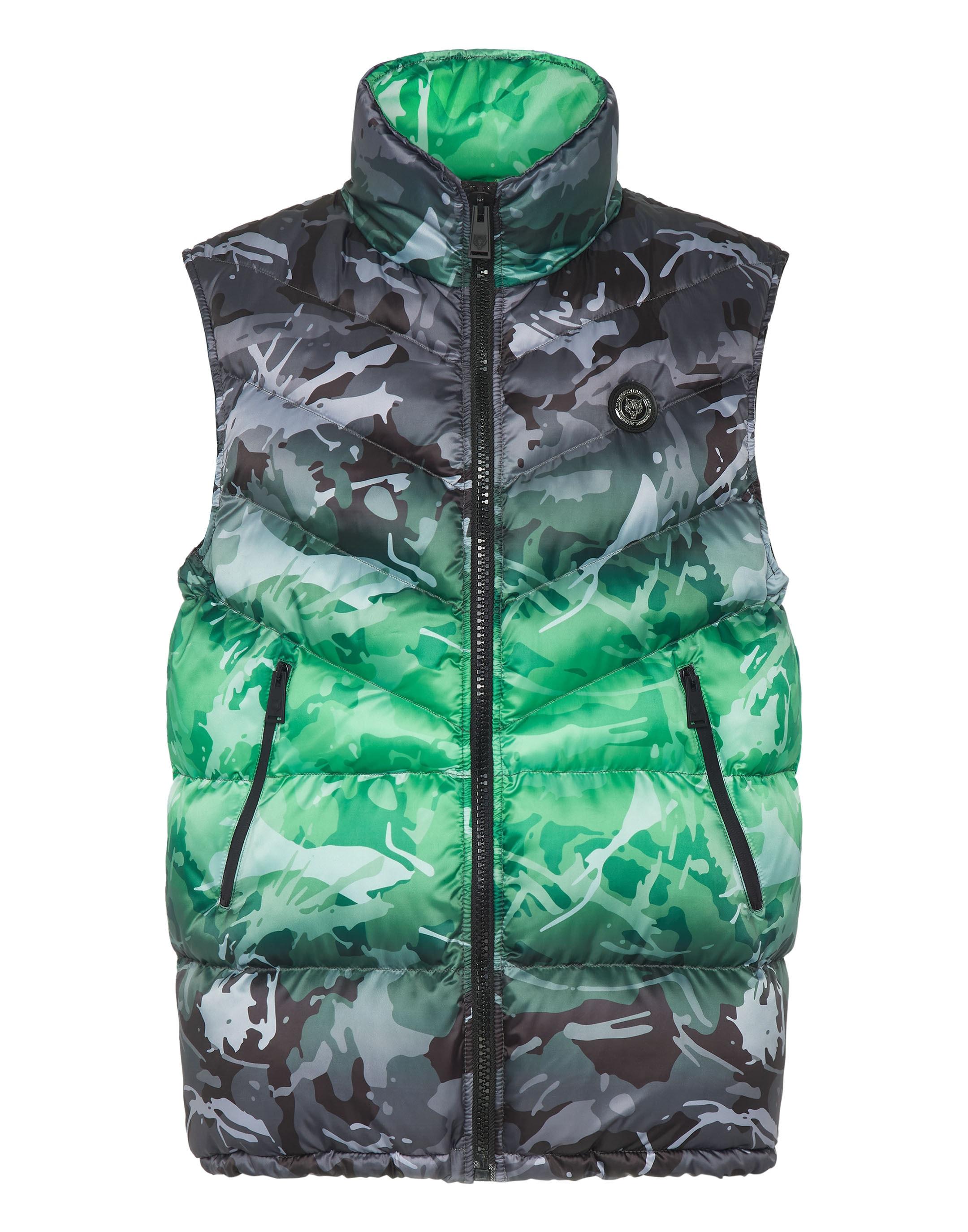 Kurzweste Plein Sport "Camouflage", Herren, Gr. M, 0227, Schwarz, GrüNfluo, Obermaterial: 100% Polyester. Futter: 100% Polyester. FüLlung: 100% Polyester, Westen
