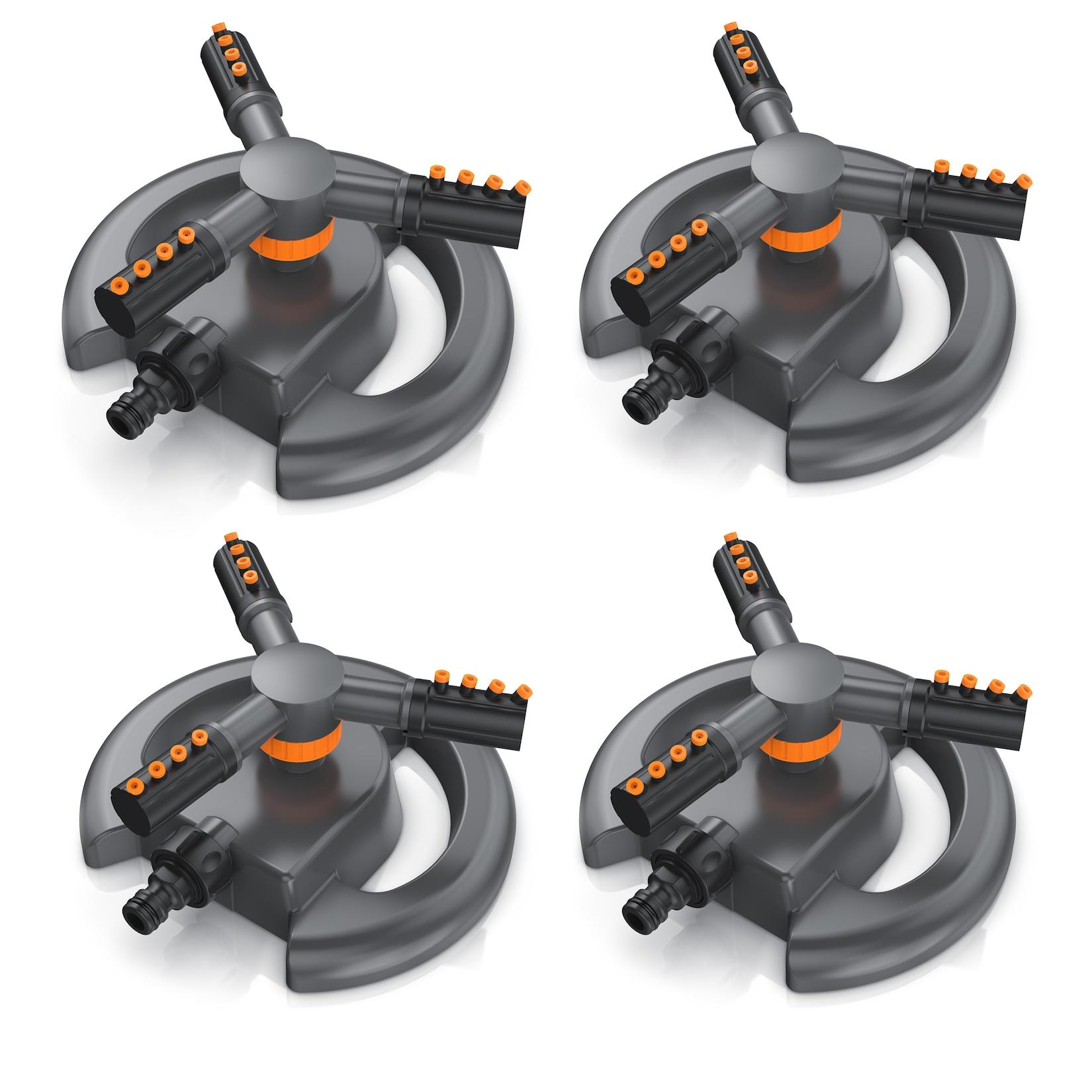 Brandson 4x Kreisregner Garten Sprinkler, 360° Rasensprenger, 3 Arm Rasensnsprikler rotierend, für Flächen bis 314 m², Sprenger Bewässerungssystem, Bewässerungsanlagen, Gardena kompatibel