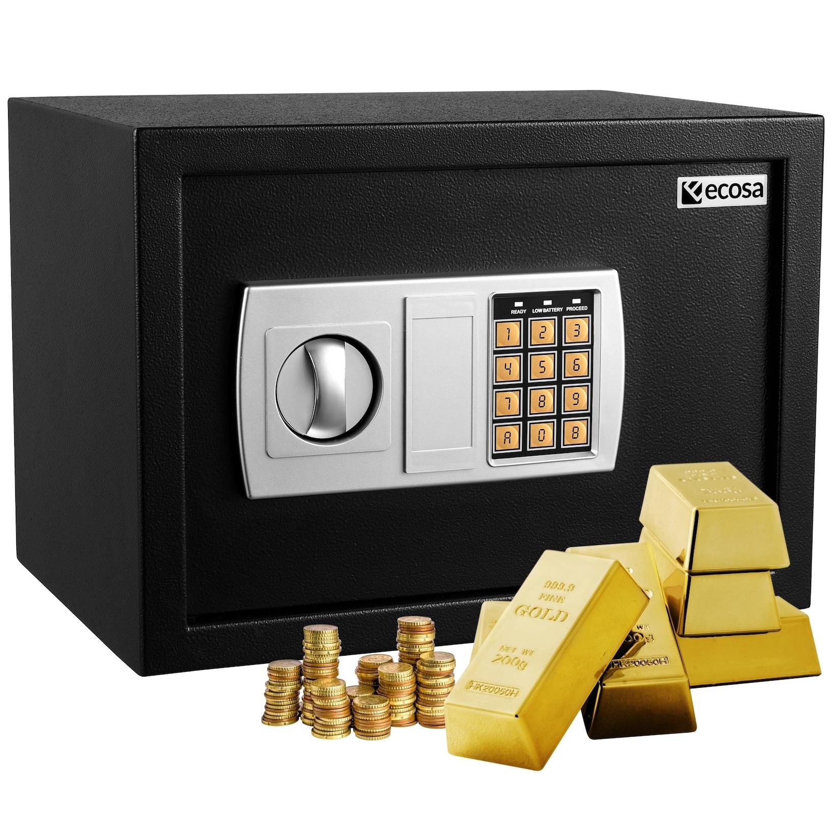 Ecosa Tresor elektronisch mit Kombinationsschloss u. Schlüssel für Zuhause