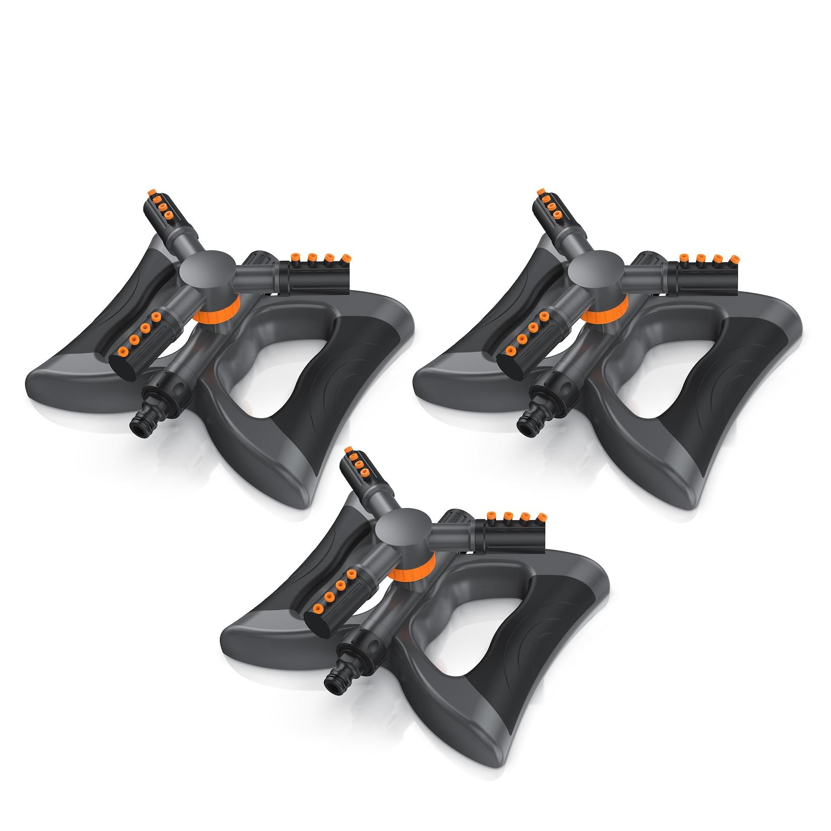 Brandson 3x Kreisregner Garten Sprinkler, 360° Rasensprenger, 3 Arm Rasensnsprikler rotierend, für Flächen bis 314 m², Sprenger Bewässerungssystem, Bewässerungsanlagen, Gardena kompatibel