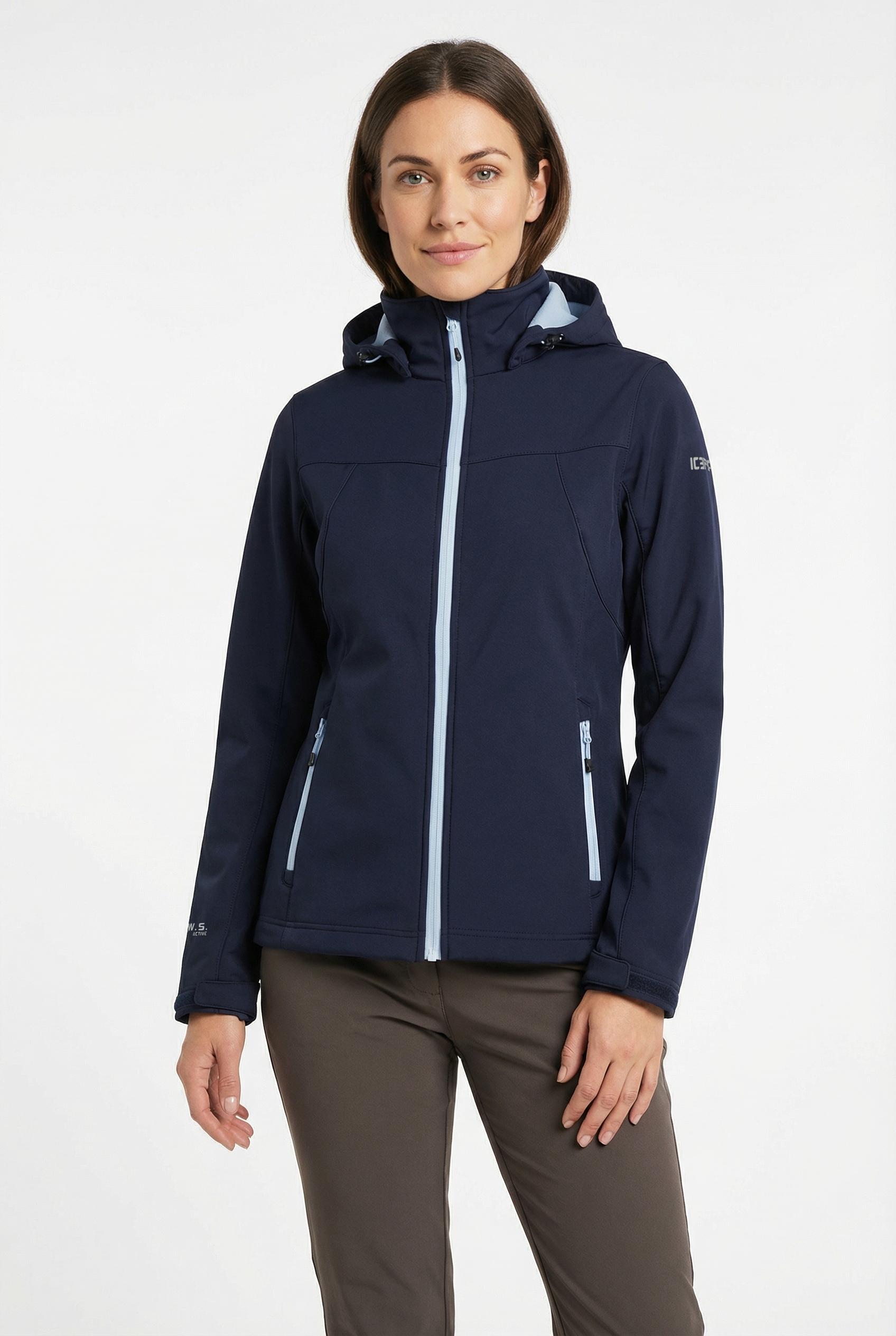 Softshelljacke ICEPEAK "BOISE", Damen, Gr. 46, blau, Obermaterial: 100% Polyester, Jacken Softshelljacke, Topseller