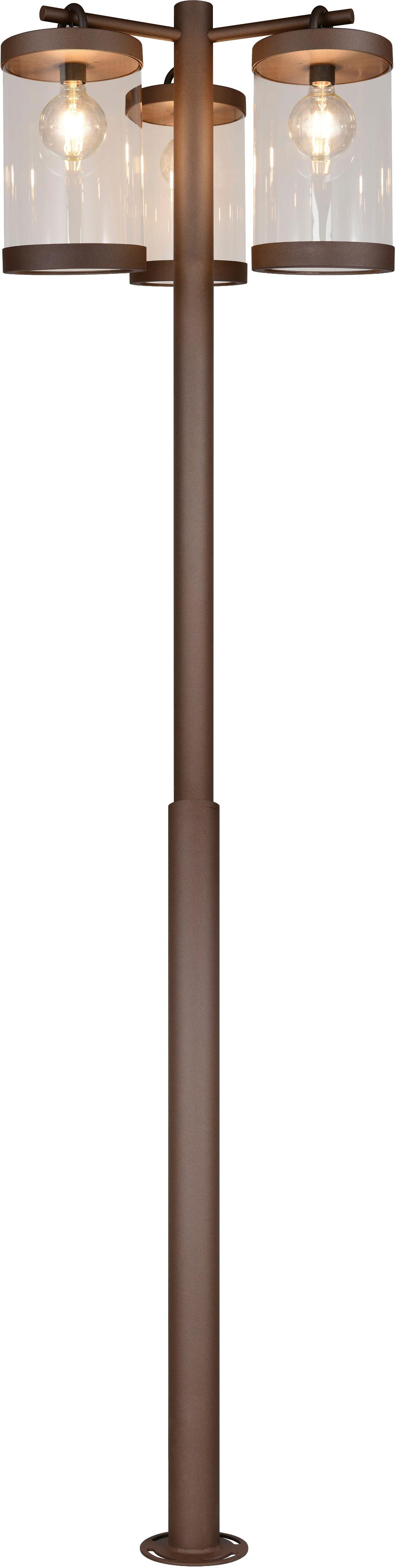 TRIO LEUCHTEN Außen-Stehlampe "SAMBESI, Große Garten Stehleuchte Höhe 240cm, IP44 Dämmerungssensor", braun, 3, Ø 51cm H: 240cm, 1 Stk., Leuchten, Outdoor Stehlampe 3-flammig, exkl 3x E27 max 28W, Alu Druckguss, Außen-Stehlampe