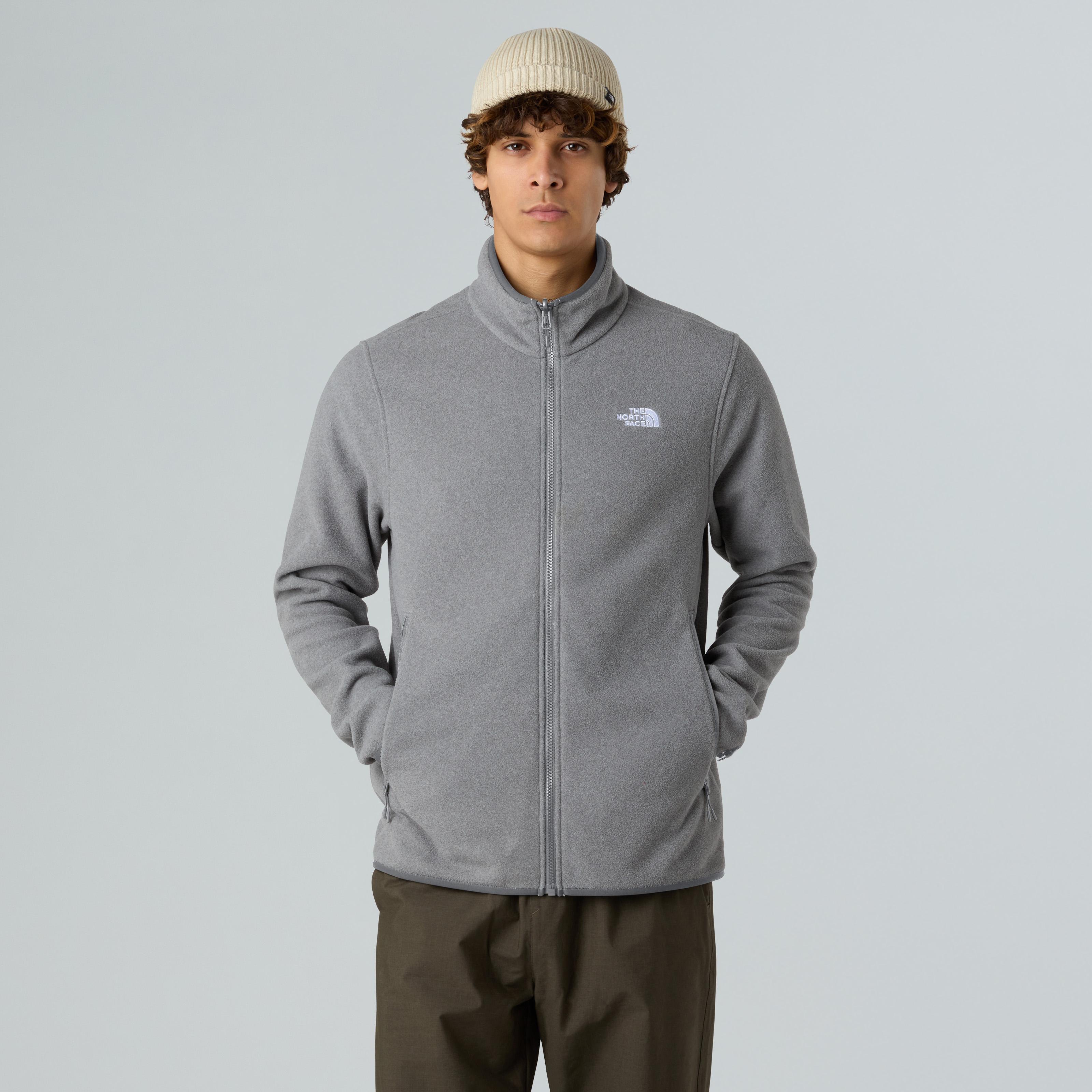 Fleecejacke THE NORTH FACE "M GLACIER FLEECE JACKET", Herren, Gr. S, tnf mid grau heather, Obermaterial: 100% Polyester, normal, Jacken Fleecejacke, für Outdoor-Aktivitäten, atmungsaktiv, wärmeisolierend