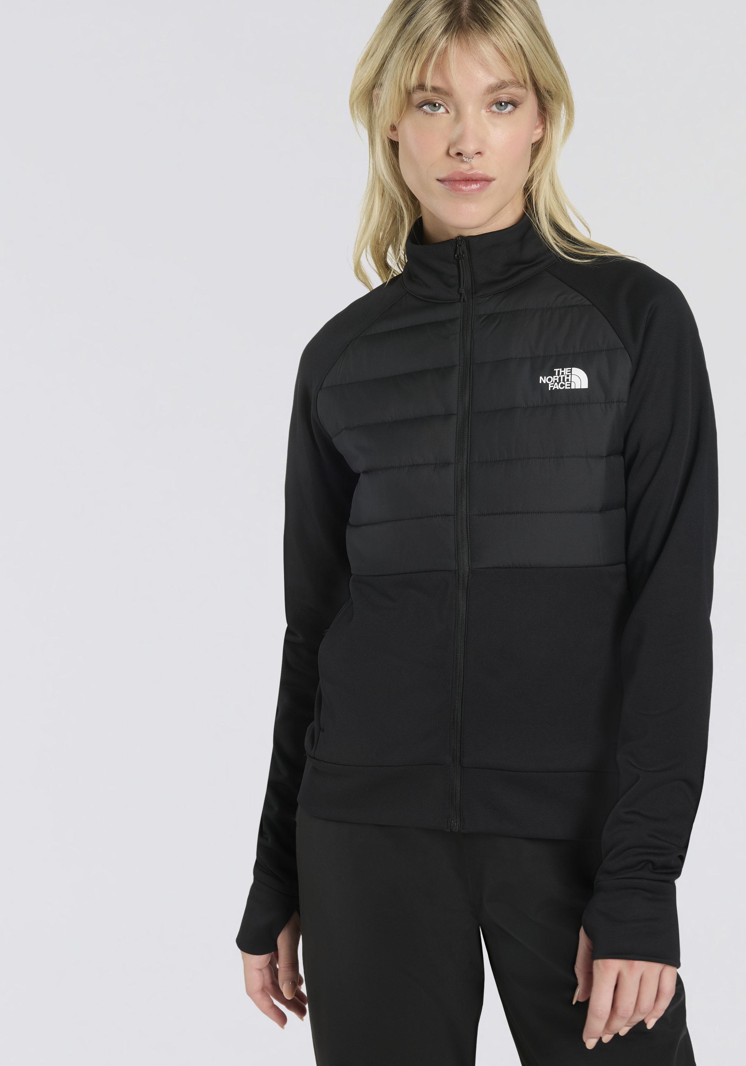 Fleecejacke THE NORTH FACE "W REAXION 2.0 HYBRID JACKET", Damen, Gr. XXL, tnf schwarz heather, Obermaterial: 100% Polyester, Jacken Fleecejacke, für kühle Temperaturen, aus Polyester, leichtes Material