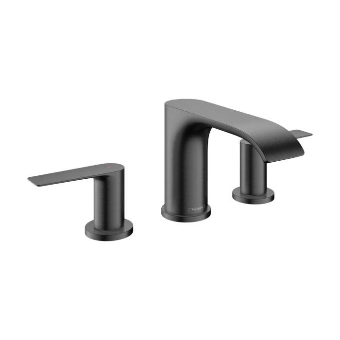 Hansgrohe Vivenis 3-Loch-Waschtischarmatur 75033340 Mit Zugstangen-Ablaufgarnitur, Brushed Black Chrome