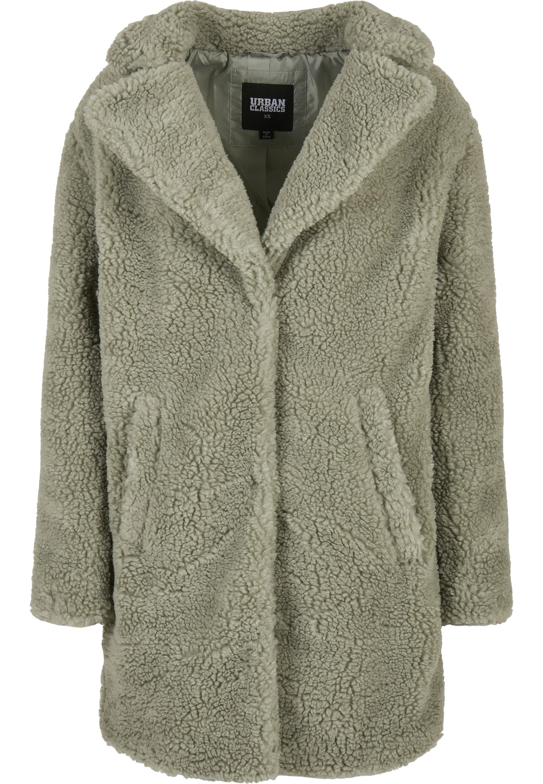 Parka Urban Classics "Urban Classics Damen Ladies Oversized Sherpa Coat", Damen, Gr. Xl, Softsalvia, 100% Polyester, Unifarben, Oversize, Amerikanischer Ausschnitt, Jacken Parka