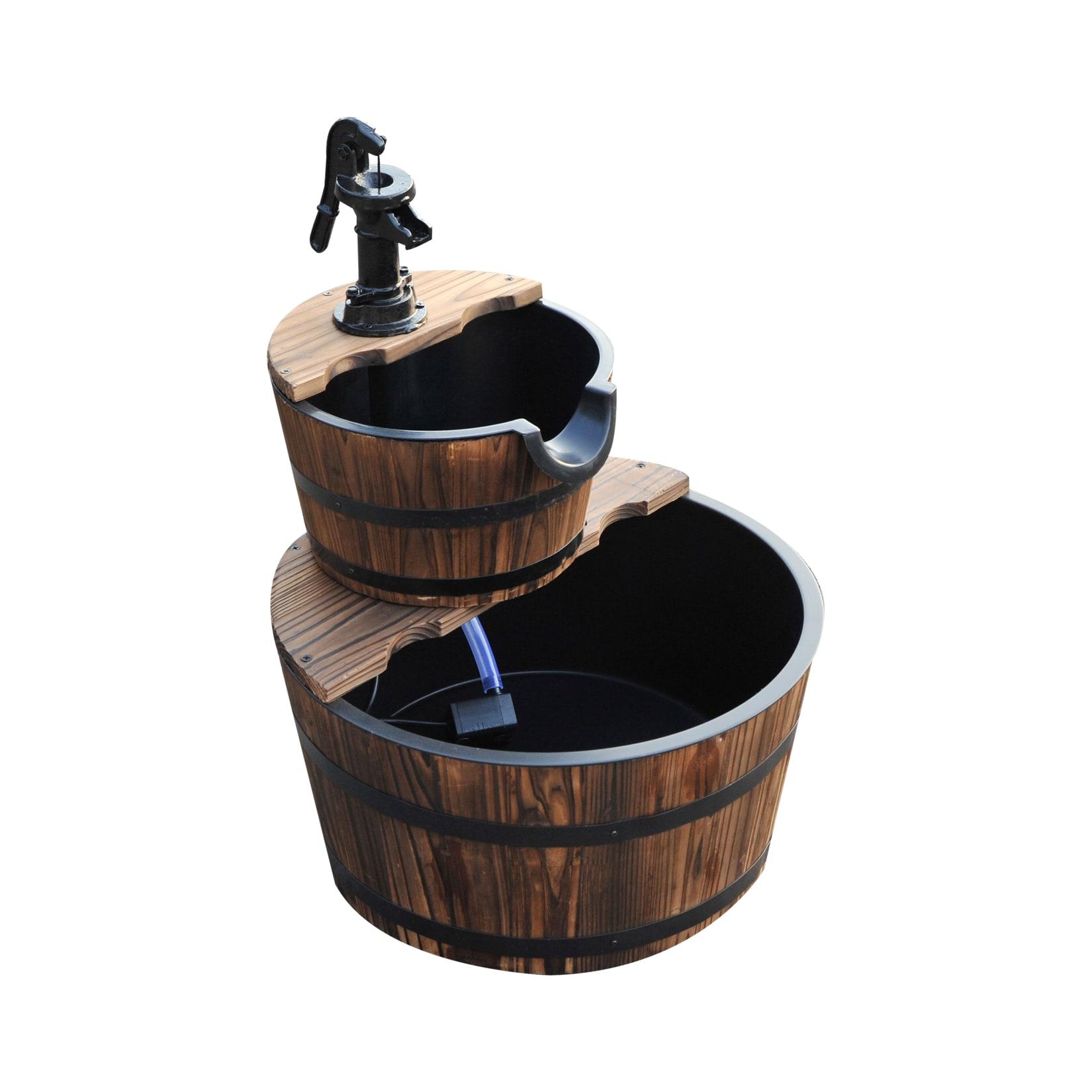 Outsunny Kaskadenbrunnen Tannenholz, Kunststoff