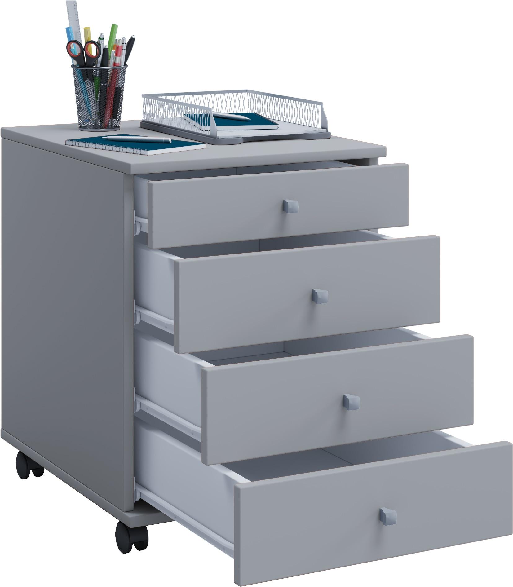 Container VCM "Rollcontainer Bürocontainer Schublade Lona 50 cm", grau, B:42cm T:50cm, Obermaterial: 100% Holz Wood., Schränke, Container