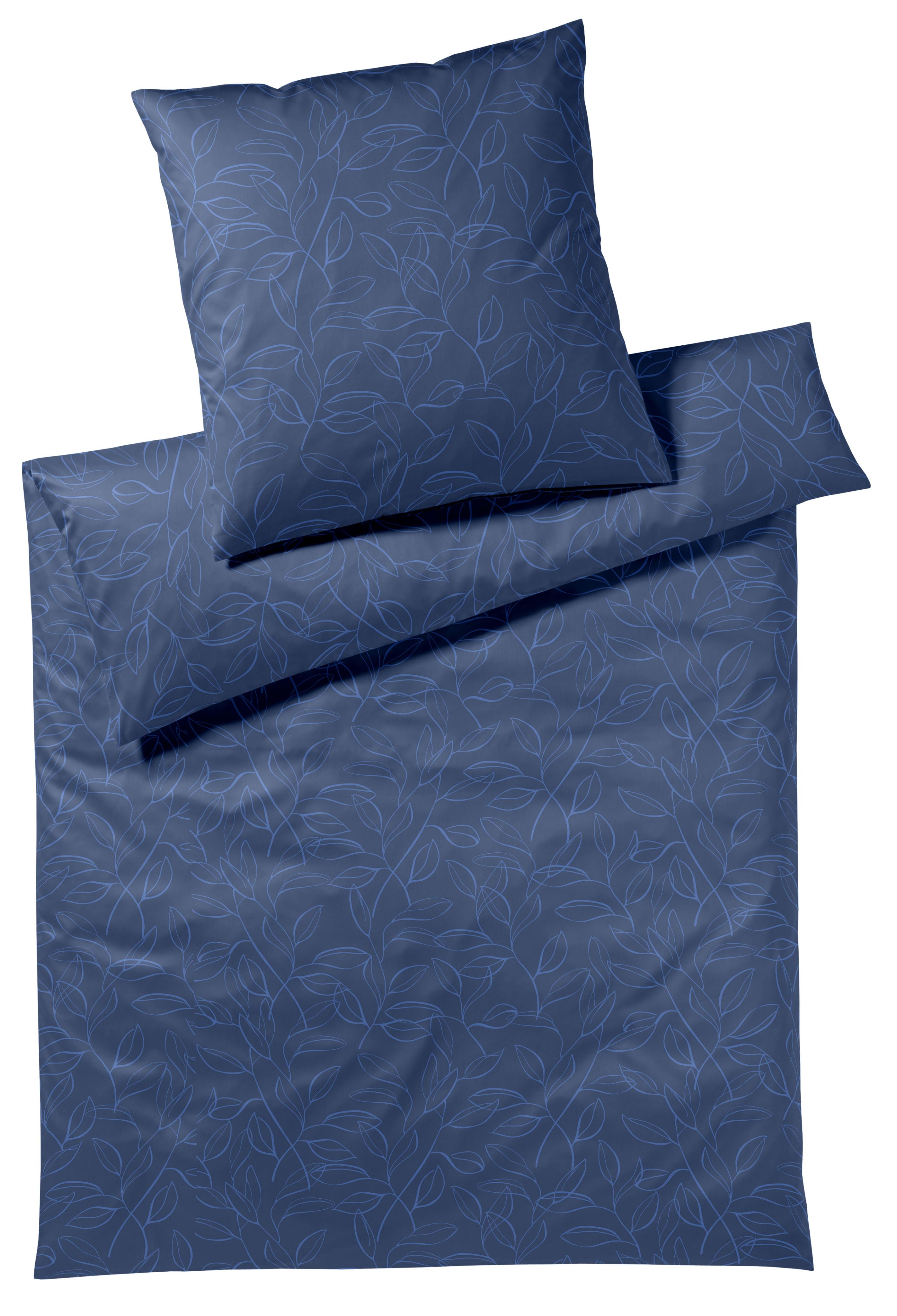 BettwäSche Elegante "Floral", Blau (Kobalt Blau), B/L: 135Cm X 200Cm, 1 Stk., 1 Stk., Mako-Satin, B/L: 80Cm X 80Cm, 2 Stk., Mako-Satin, Obermaterial: 100% Baumwolle, BettwäSche, BettwäSche, Angenehmes HautgefüHl
