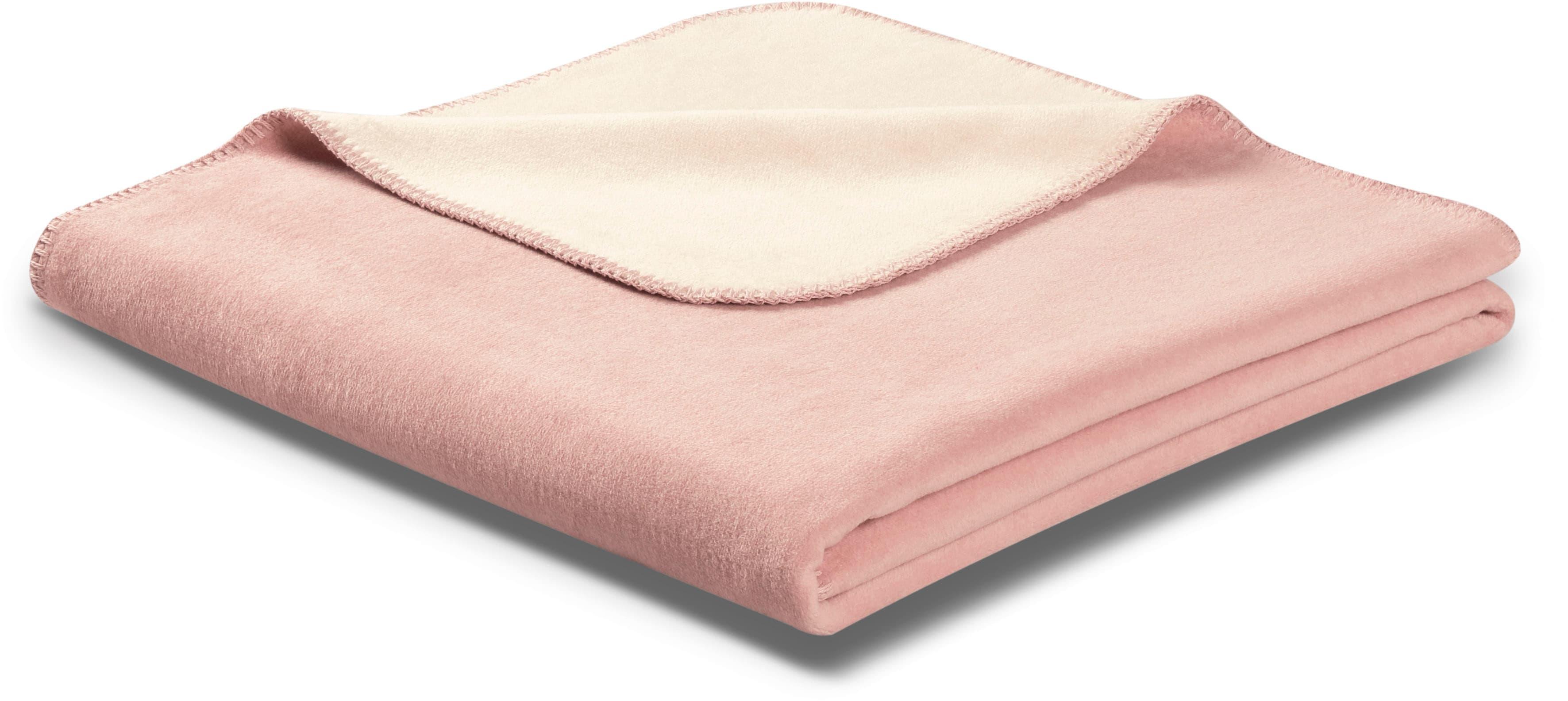 Wohndecke Biederlack "Doubleface", Rosa (Lotus, Pergament), B:150Cm L:200Cm, Baumwolle, Polyacryl, Polyester, Wohndecken, Wohndecke, Mit Geketteltem Zierstich