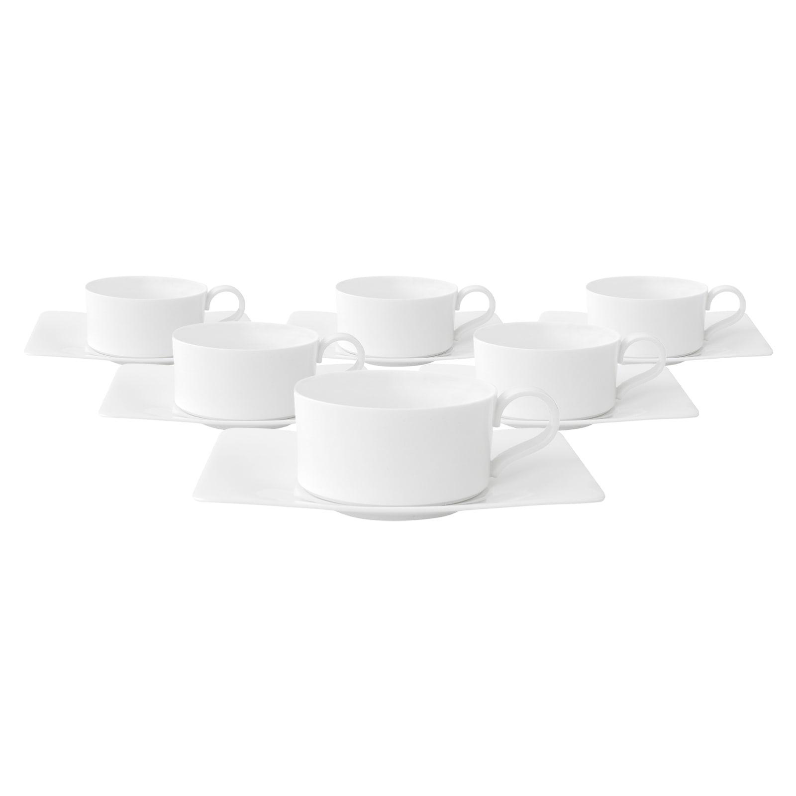 Tasse Villeroy & Boch "Teetassen Mit Untertassen Modern Grace 150 Ml 6Er Set Weiß", Weiß, Porzellan, TrinkgefäßE, Tasse