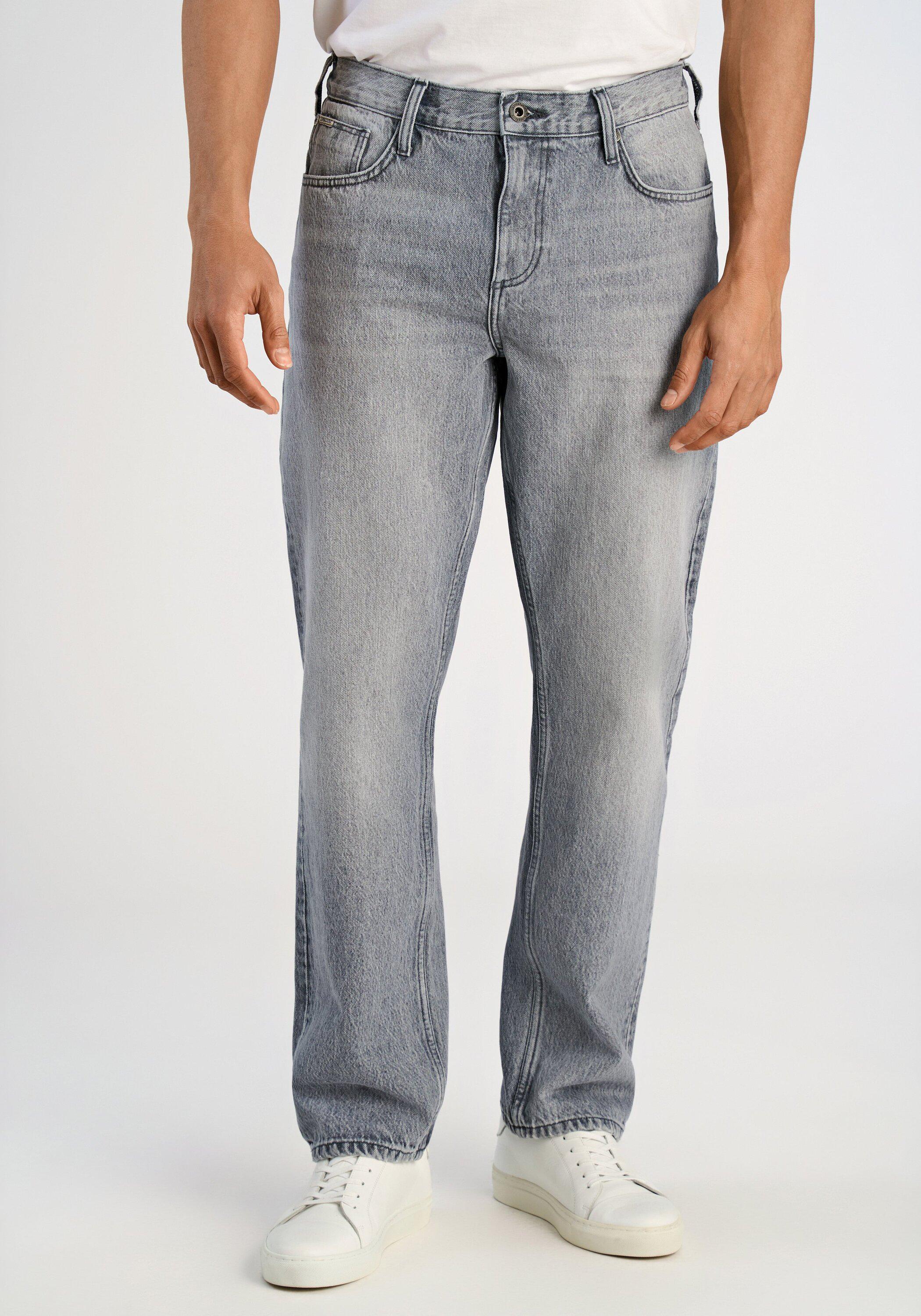 5-Pocket-Jeans Lindbergh "Jeans Loose Fit", Herren, Gr. 33, LäNge 34, Thunder Grau, Obermaterial: 100% Baumwolle, Unifarben, Loose Fit, Jeans 5-Pocket-Jeans