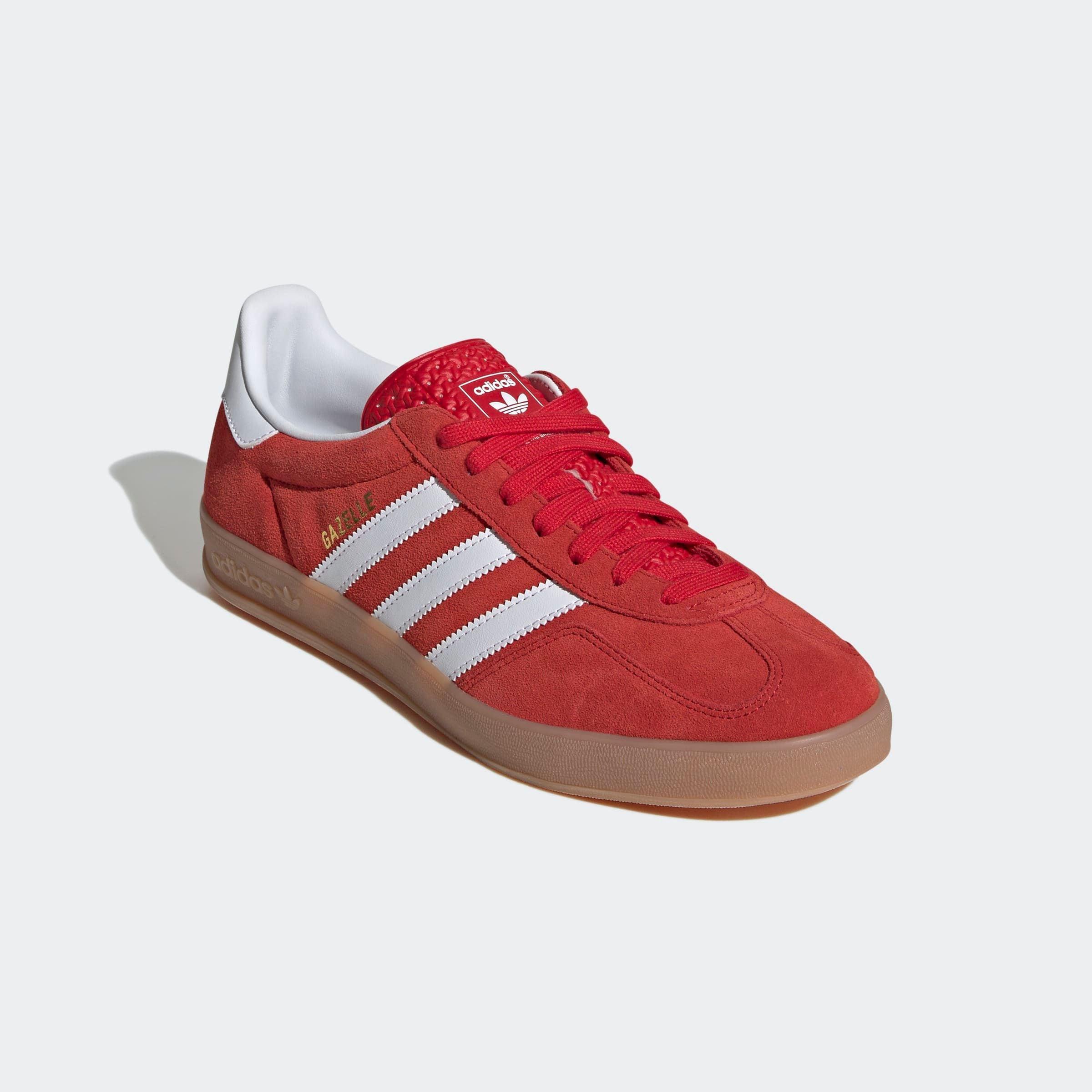 Sneaker Adidas Originals "Gazelle Indoor", Herren, Gr. 38, Better Scarlet, Ftwr Weiß, Gum 2, Leder, Synthetik, Schuhe Sneaker