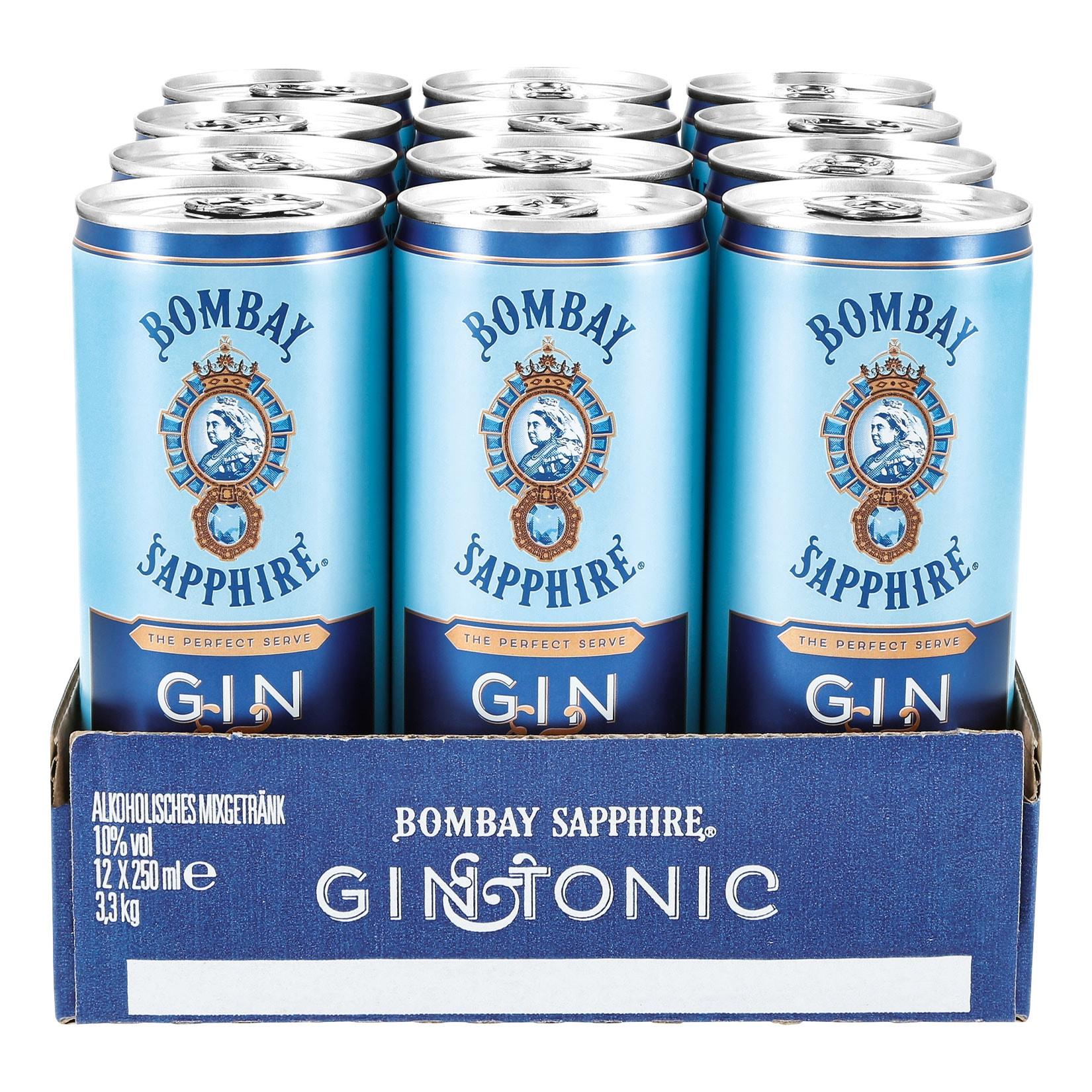Bombay Sapphire Gin & Tonic Mixgetränk 10,0 % vol 0,25 Liter Dose, 12er Pack