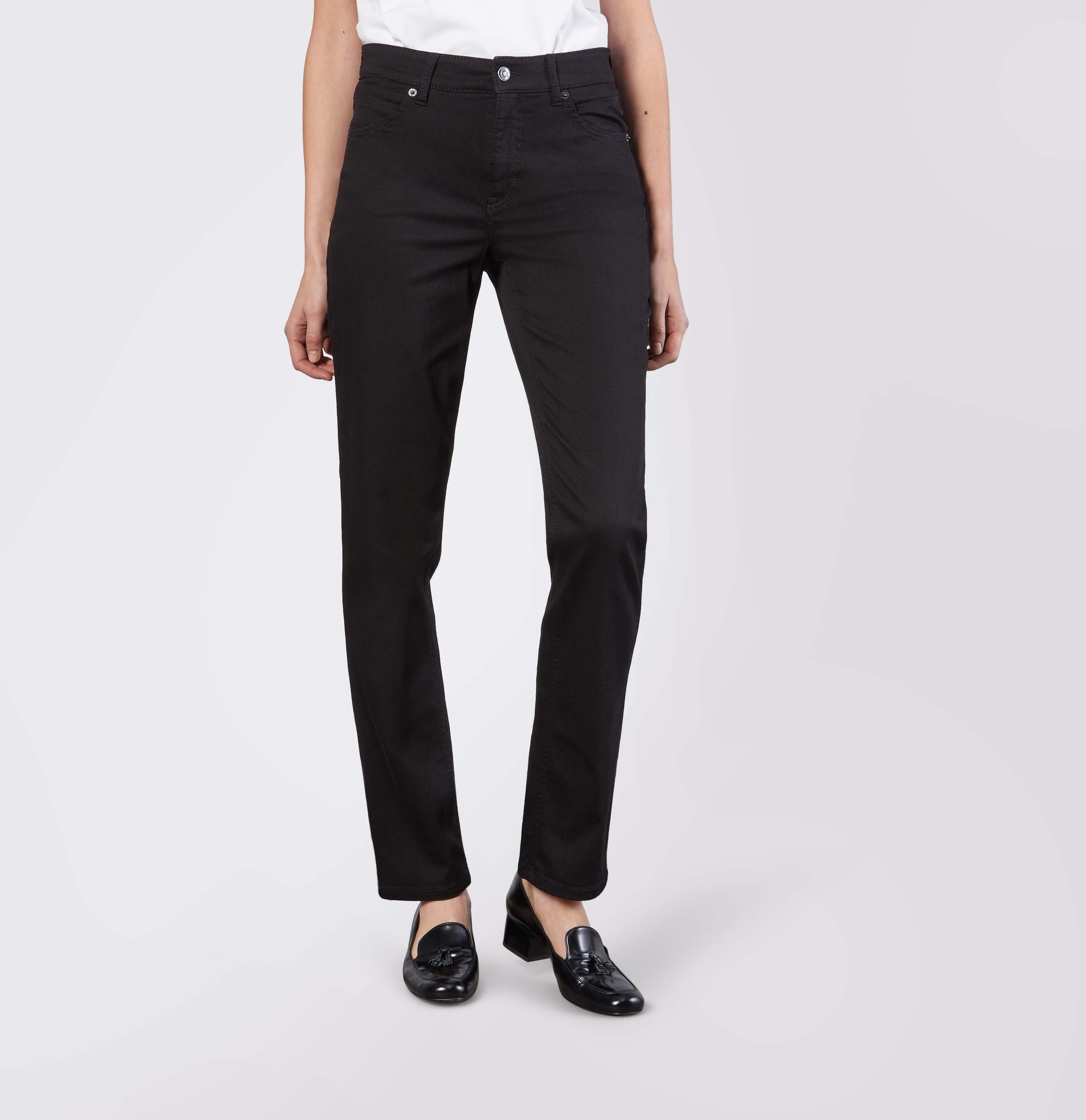 Stretch-Jeans Mac "Melanie", Damen, Gr. 46, LäNge 28, Schwarz (Schwarz, Schwarz), Denim/Jeans, Obermaterial: 98% Baumwolle, 2% Elasthan, Figurbetont Lang, Jeans, Gerade Geschnitten