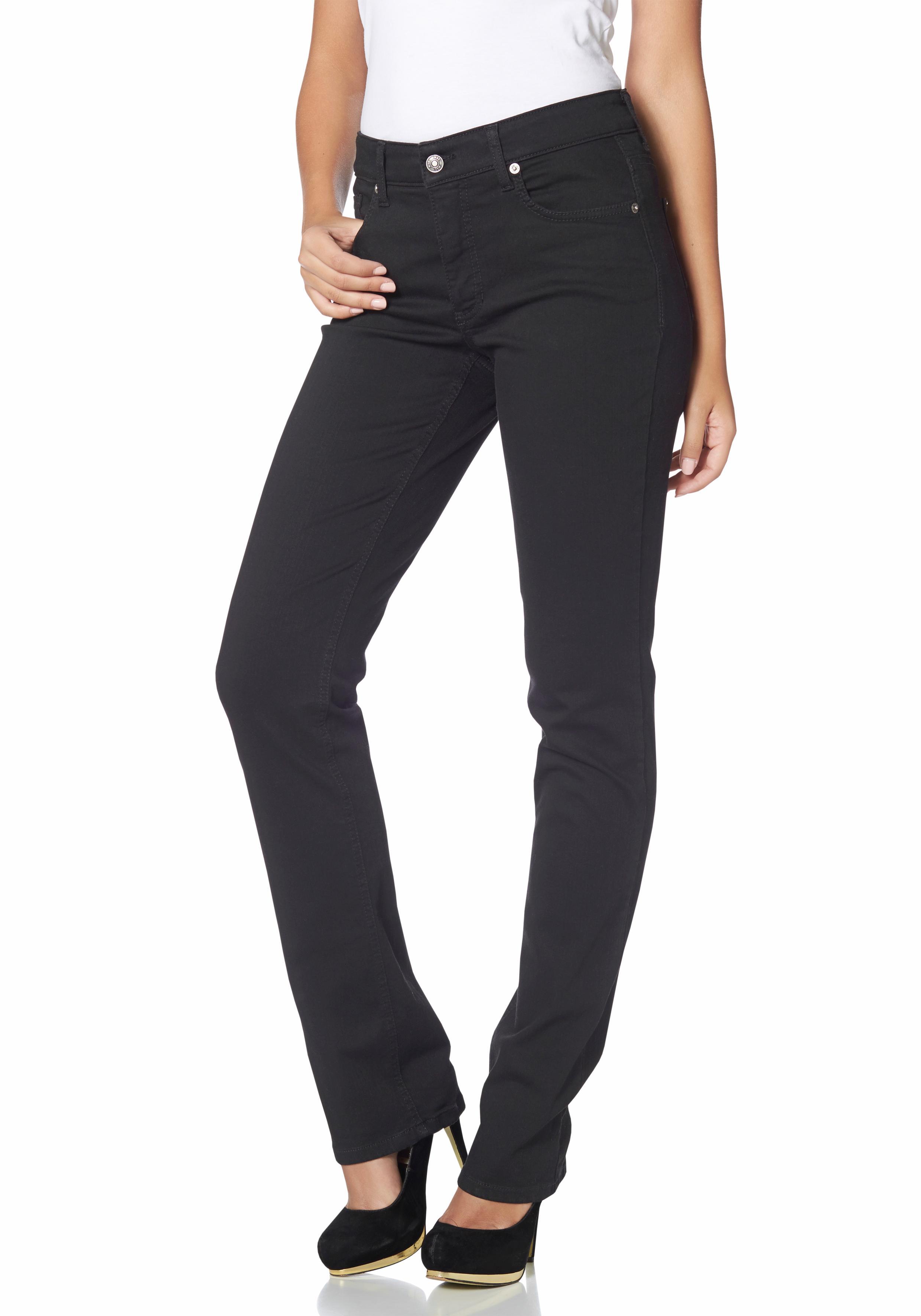 Stretch-Jeans Mac "Melanie", Damen, Gr. 40, LäNge 32, Schwarz (Schwarz, Schwarz), Denim/Jeans, Obermaterial: 98% Baumwolle, 2% Elasthan, Unifarben, Figurbetont Lang, Jeans, Gerade Geschnitten, Topseller