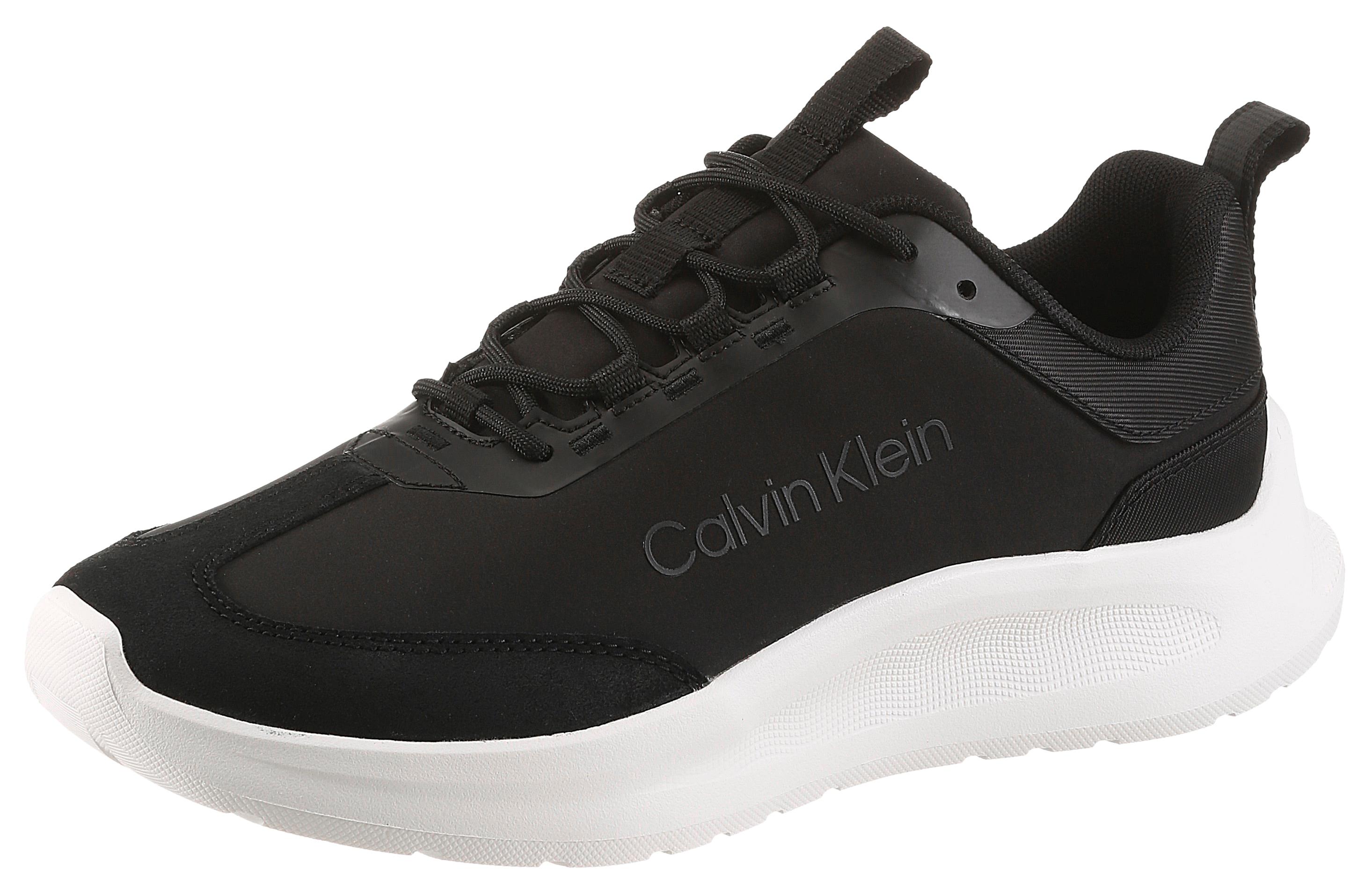 Sneaker Calvin Klein "Light Eva Runner", Herren, Gr. 45, Schwarz, Weiß, Leder, Textil, Unifarben, Basic, Schuhe Sneaker, Freizeitsneaker, Halbschuh, SchnüRschuh Mit Ck-Logo