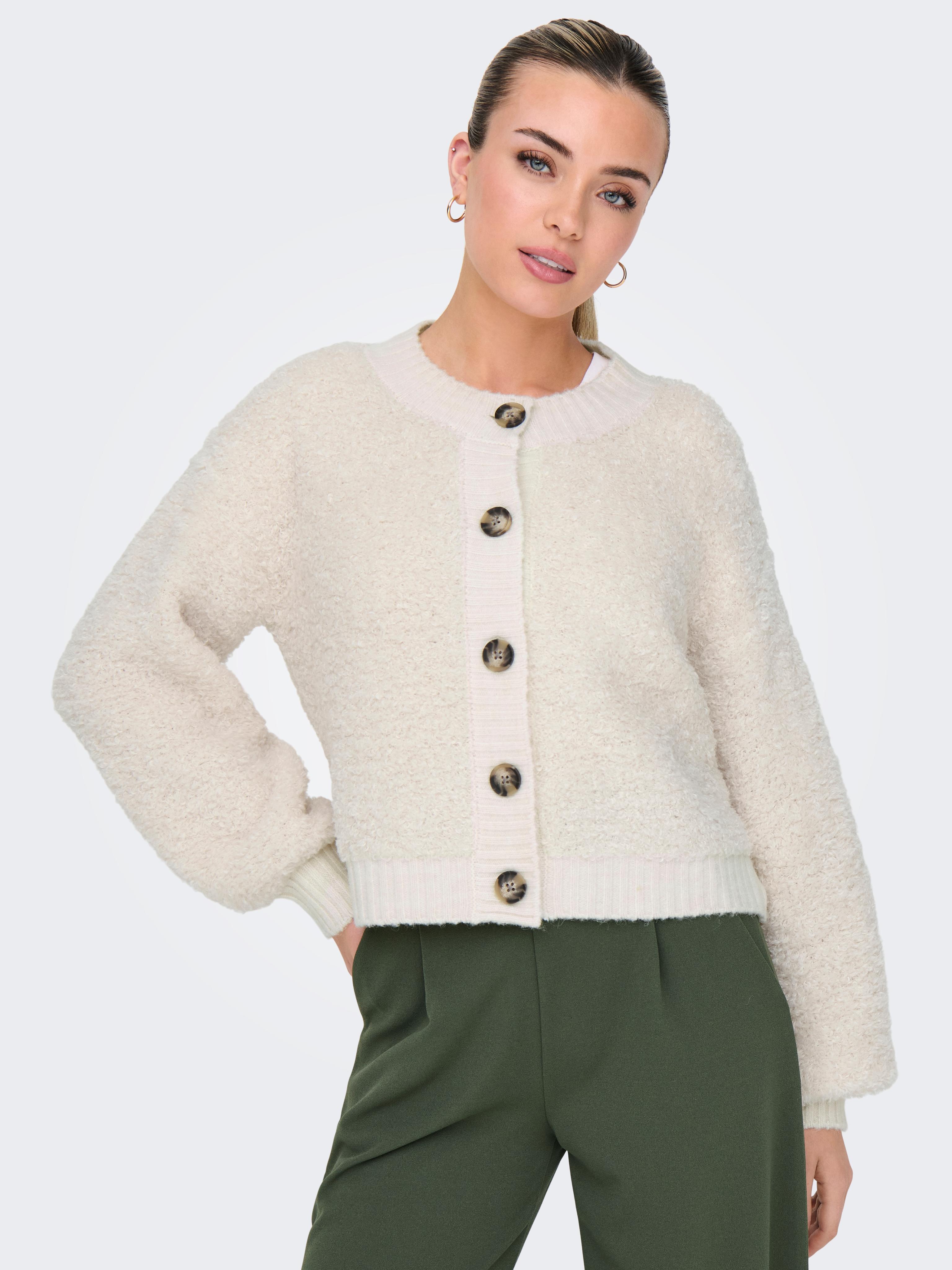Strickjacke Jdy "Jdyeira Life L/S O-NECK Cardigan Knt", Damen, Gr. L, Birch, Strick, Obermaterial: 90% Polyester, 5% Wolle, 3% Elasthan, 2% Sonstige Fasern, Unifarben, Normal, Rundhals, Strickjacken Strickjacke, Materialmix