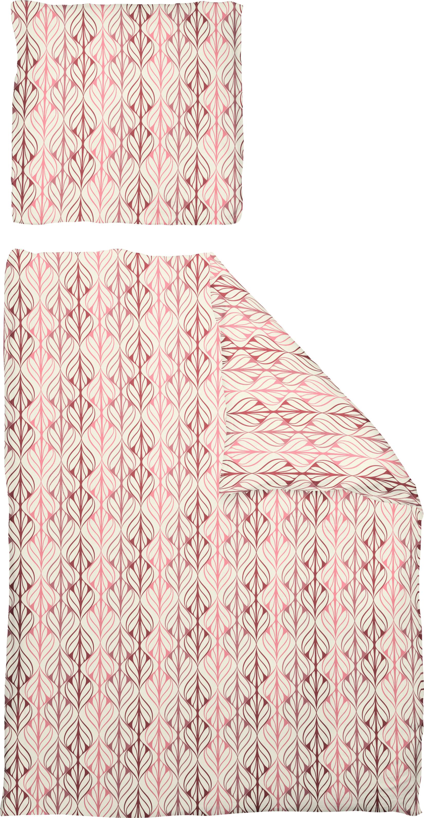 Bettwäsche ADAM "Leinenbettwäsche Wave", rosa (rosa, rot), B/L: 135cm x 200cm, 1 Stk., 1 Stk., Jacquard, B/L: 80cm x 80cm, 2 Stk., Jacquard, Obermaterial: 73% Leinen, 27% Baumwolle, Bettwäsche, Bettwäsche, aus 73% Leinen & 27% Bio-Baumwolle, 2 teilig - Leinenbettwäsche