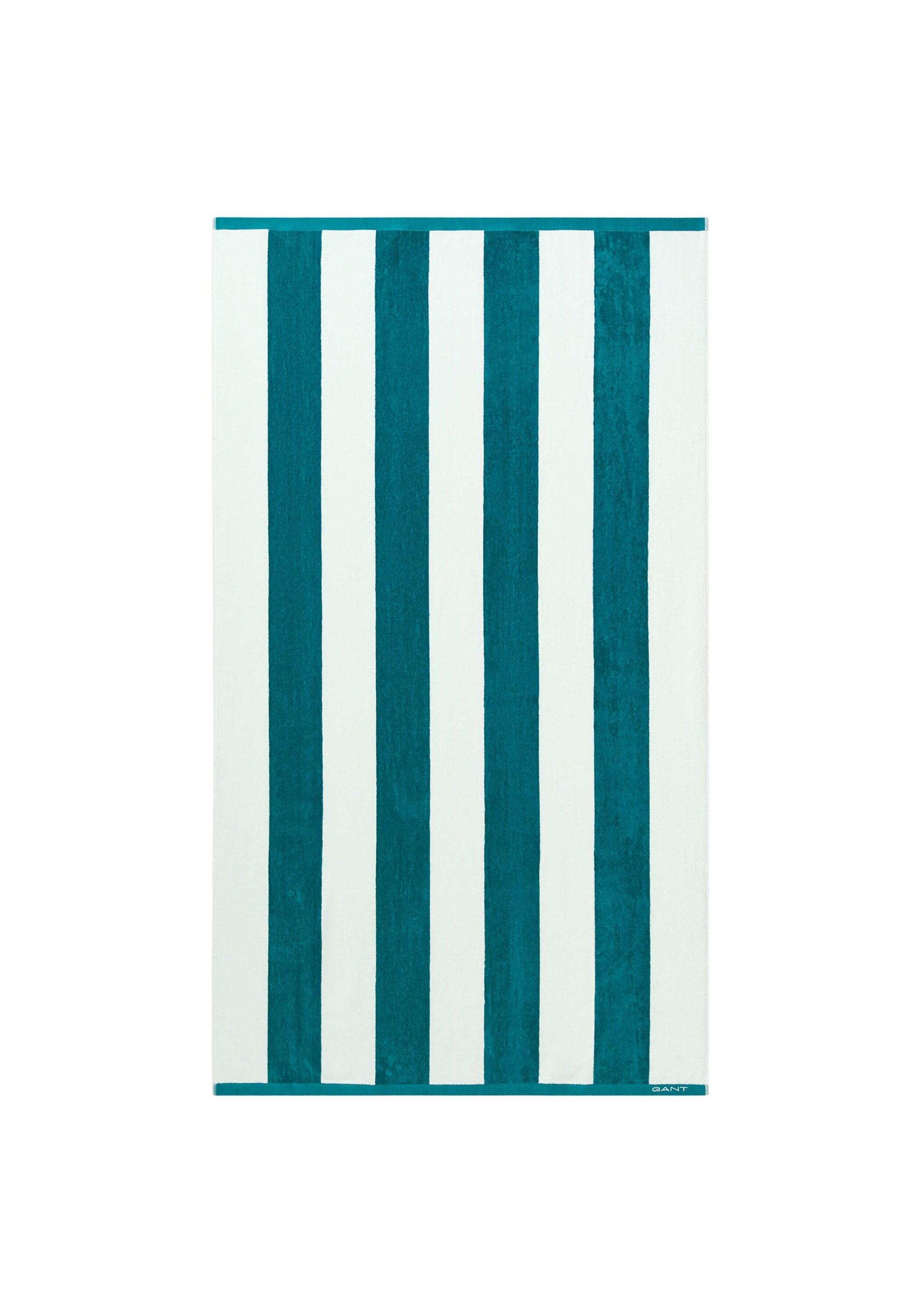 Strandtuch GANT "Strandtuch STRIPE BEACH TOWEL 1er Pack", blau (aquablau), B:100cm, Obermaterial: 100% Baumwolle CO., Handtücher, Strandtuch