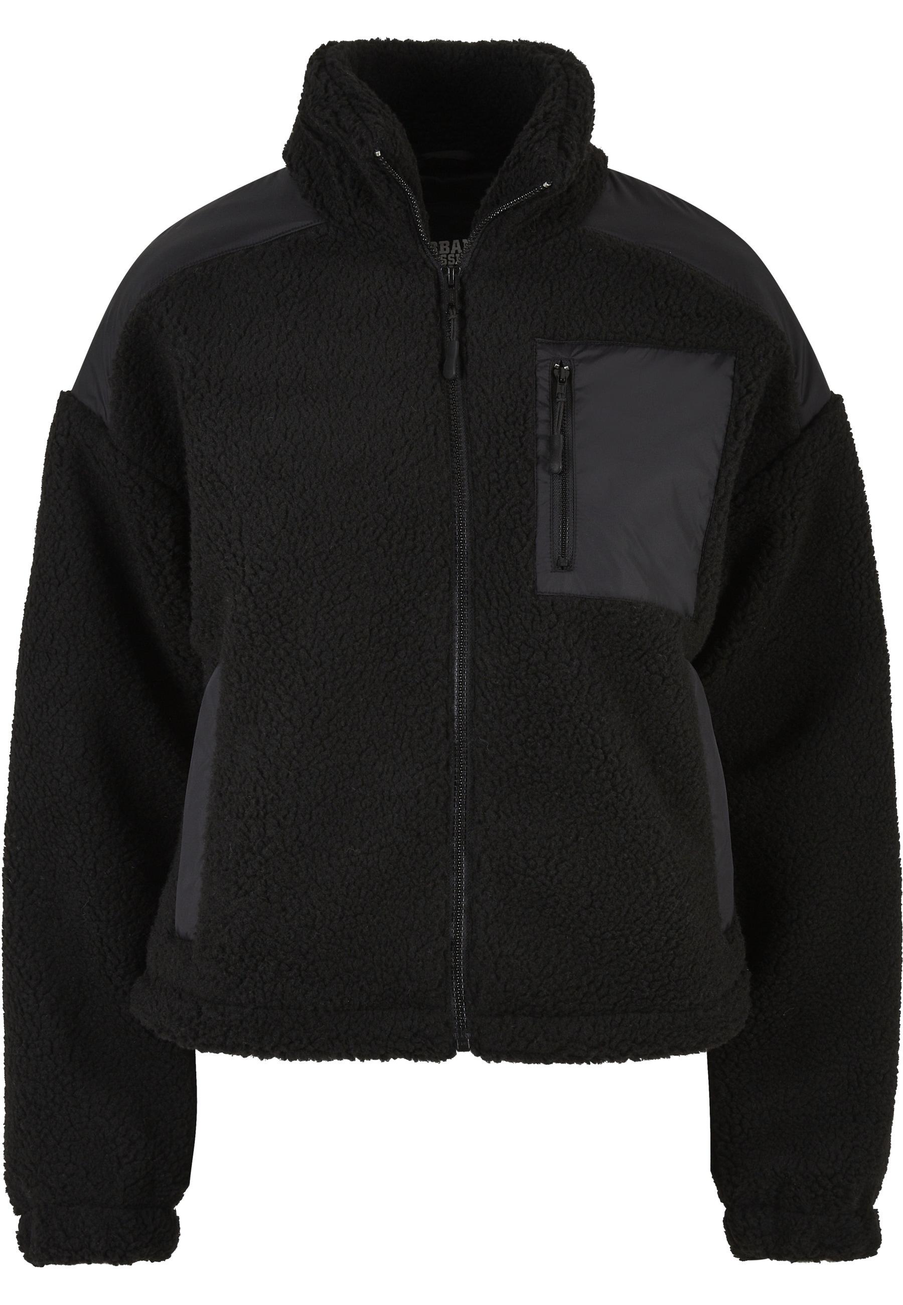 Winterjacke Urban Classics "Urban Classics Damen Ladies Sherpa Mix Jacket", Damen, Gr. Xl, Schwarz, 100% Polyester, Unifarben, Oversize, Ohne Ausschnitt, Jacken Winterjacke