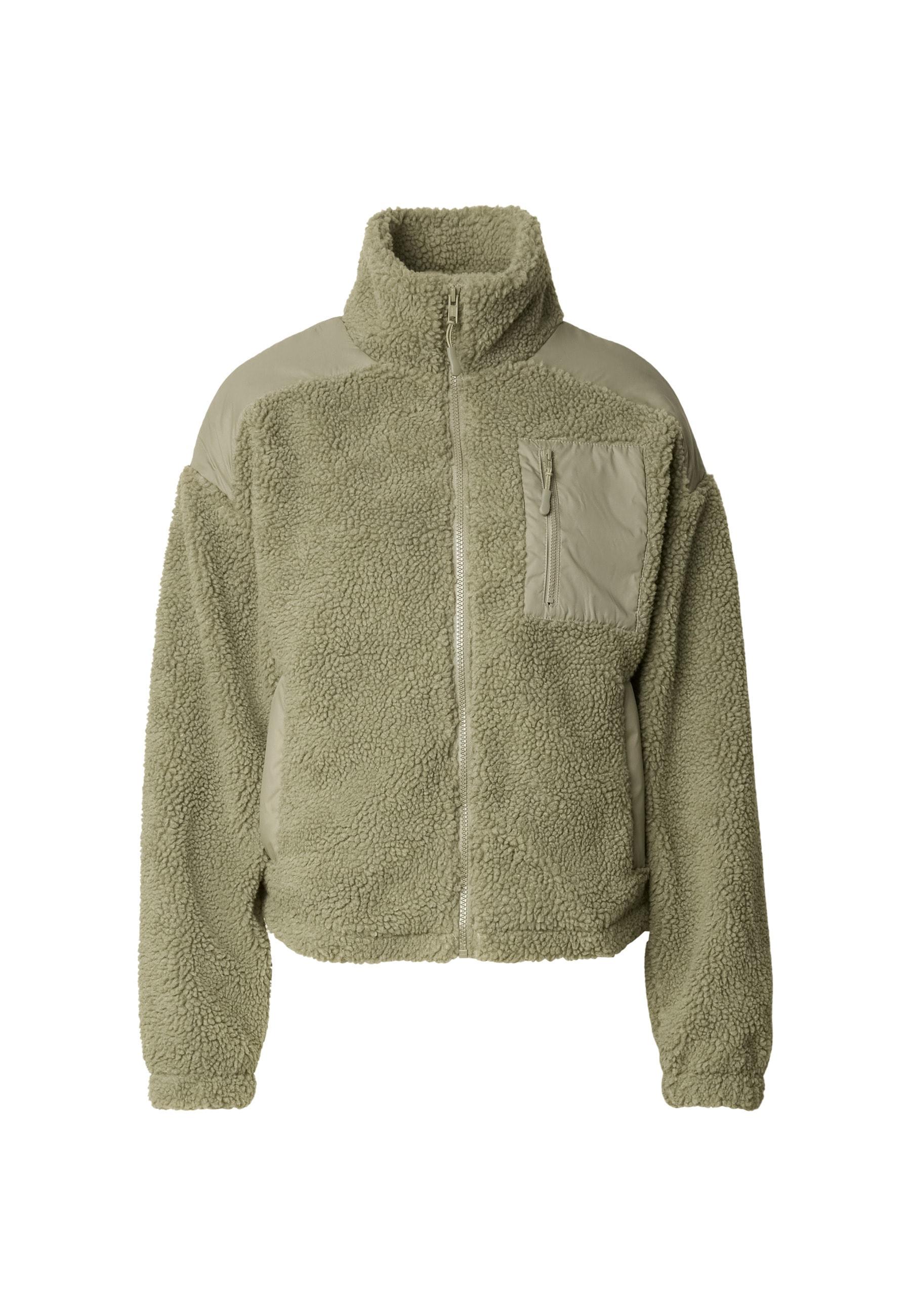 Winterjacke Urban Classics "Urban Classics Damen Ladies Sherpa Mix Jacket", Damen, Gr. M, PalegrüN, 100% Polyester, Unifarben, Oversize, Ohne Ausschnitt, Jacken Winterjacke