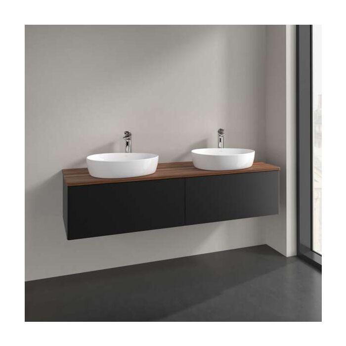Villeroy Und Boch Antao Waschtisch-Unterschrank K39052PD 160X36X50Cm, Hahnlochbohrung, Waschbeckenplattenfarbe Warm Walnut, Black Matt Lacquer