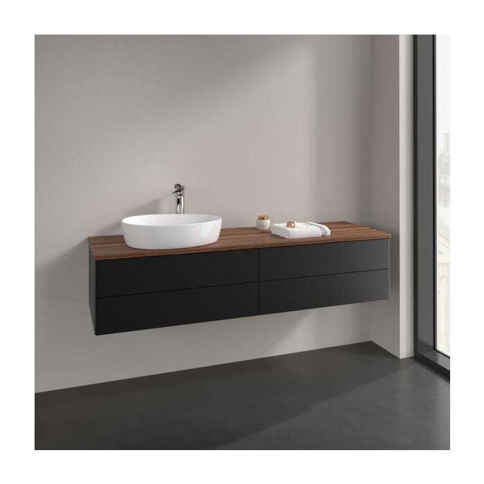 Villeroy Und Boch Antao Waschtisch-Unterschrank L26052PD Mit Beleuchtung, 4 AuszüGe, 1600 X 360 X 500 Mm, Front Ohne Struktur, Black Matt Lacquer / Warm Walnut
