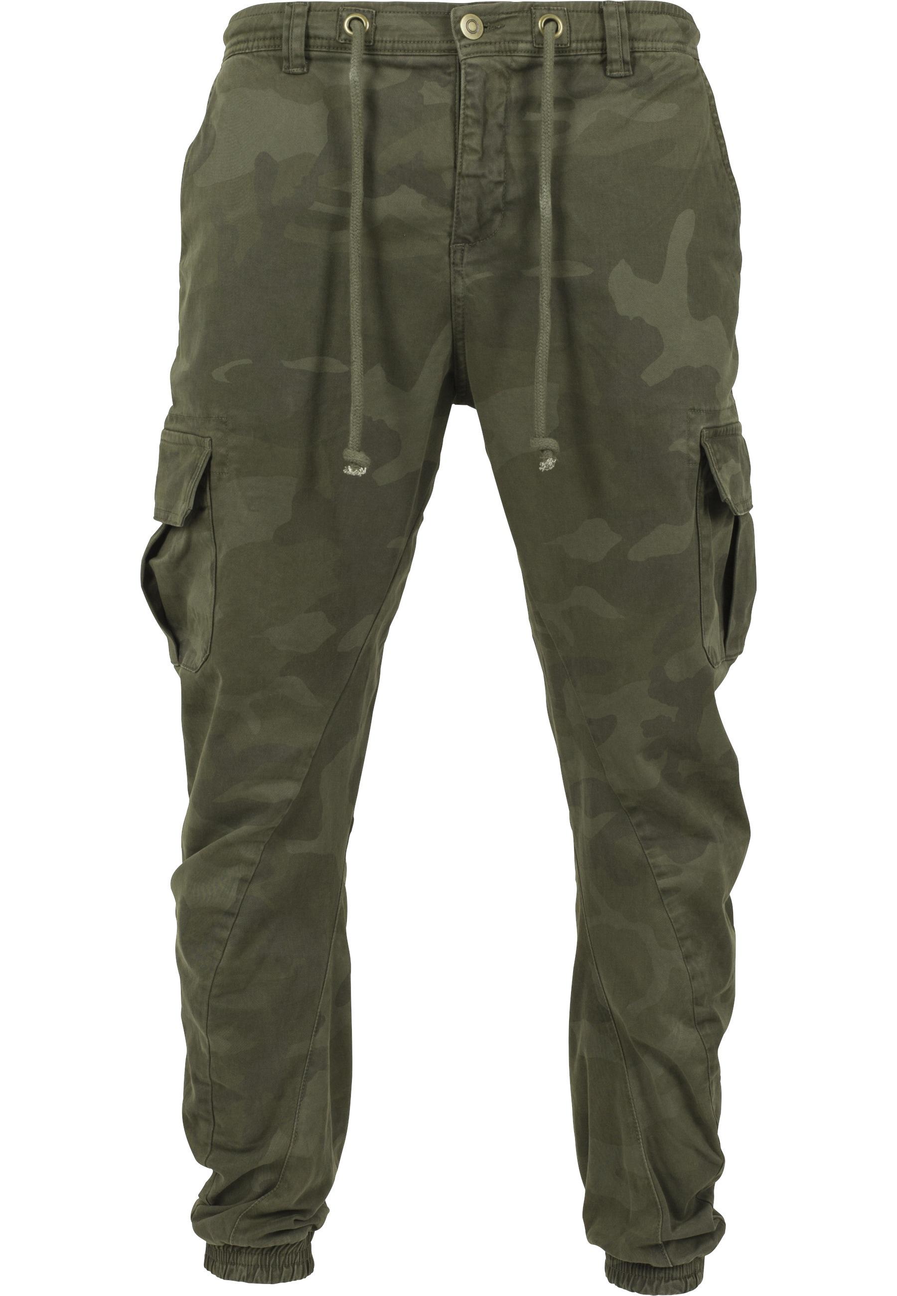 Cargohose Urban Classics "Urban Classics Herren Camo Cargo Jogging Pants", Herren, Gr. 40, NormalgrößEn, GrüN (Olive Camouflage), 98% Baumwolle, 2% Elasthan, Normal, Hosen Cargohose