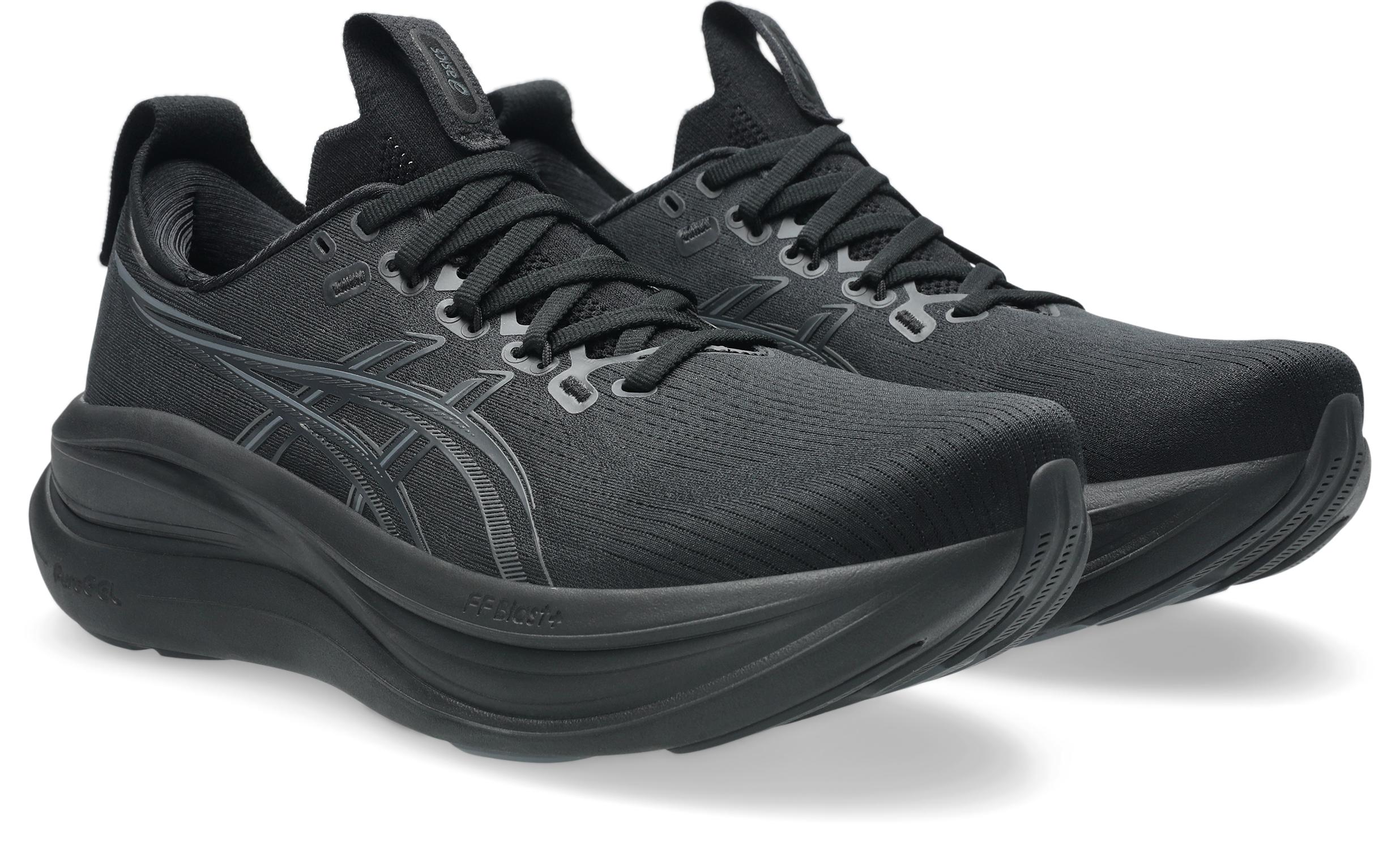 Laufschuh Asics "GEL-NIMBUS 28", Herren, Gr. 42,5, Schwarz (Schwarz, Graphite Grau), Synthetik, Schuhe Laufschuh, Mit Knit-Obermaterial, Mit Ff Blast Plus DäMpfung, Topseller