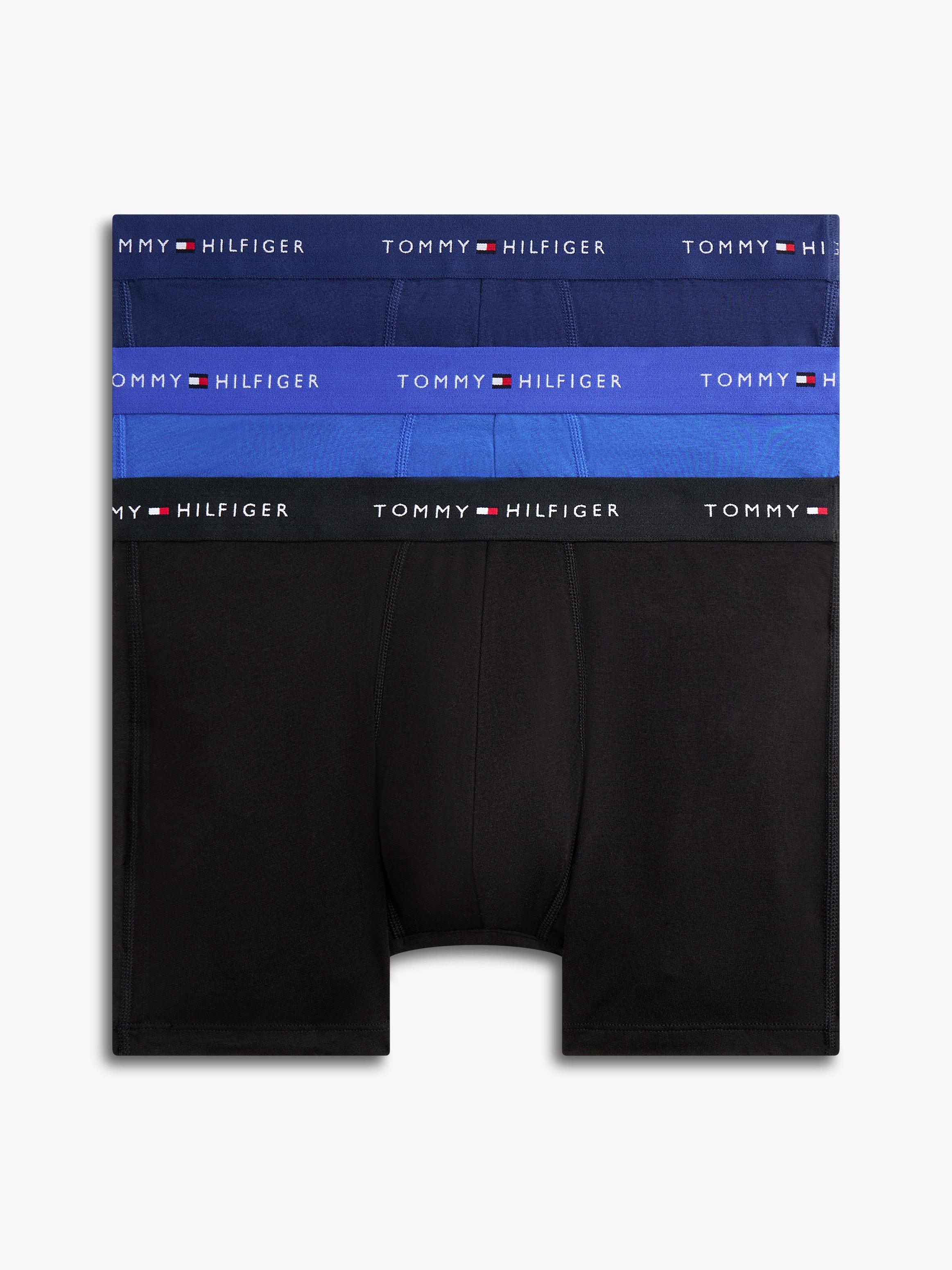 Boxershorts "3P Boxer Brief Dtm", Herren, Gr. M (50), 3 Stk., Schwarz (Nob Blau, Prp Navy, Schwarz), Jersey, Obermaterial: 95% Baumwolle, 5% Elasthan, Tommy Hilfiger Underwear, Unifarben, Eng, Unterhosen, Mit Logoschriftzug