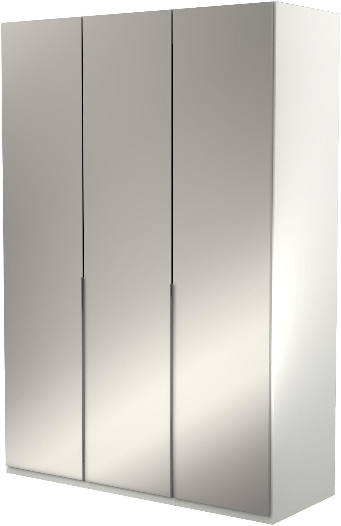 Kleiderschrank MUSTERRING "San Diego, Kleiderschrank, Schrank, Garderobe, mit Glastüren", weiß, B:150cm H:216cm T:58cm, Glas, Holzwerkstoff, Schränke, Kleiderschrank, 3-türig (gedämpft), 4 Böden, 2 Kleiderstangen, Chromgriffe