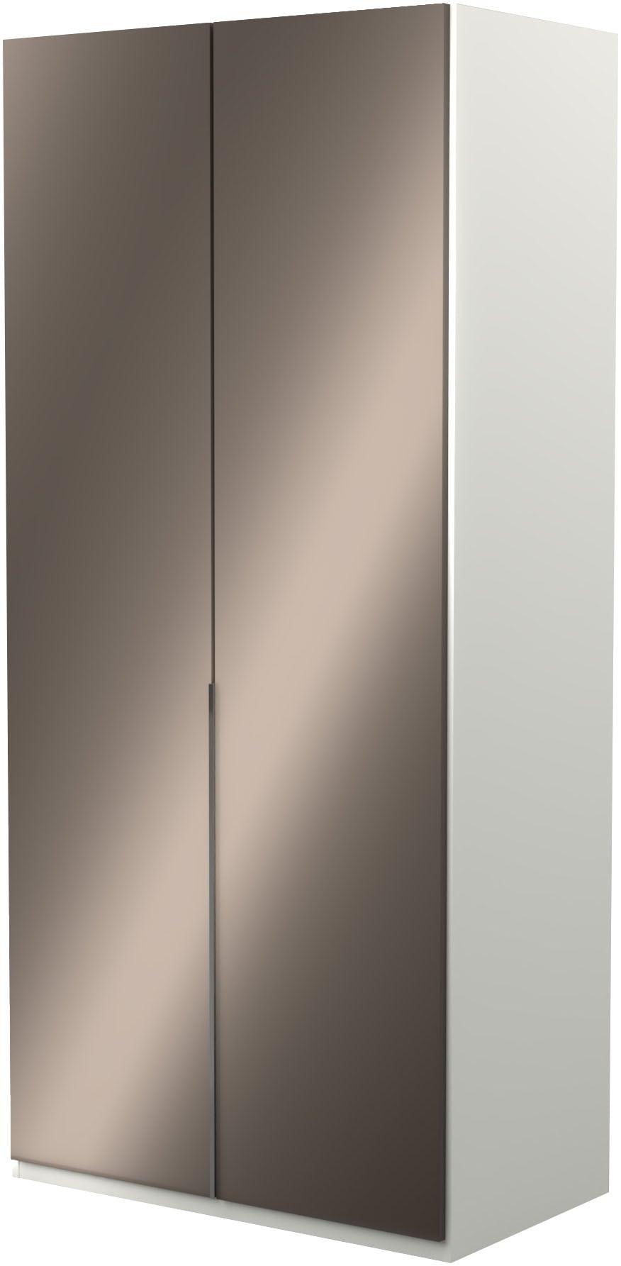 Kleiderschrank MUSTERRING "San Diego, Kleiderschrank, Schrank, Garderobe, mit Glastüren", weiß, B:100cm H:216cm T:58cm, Glas, Holzwerkstoff, Schränke, Kleiderschrank, 2-türig (gedämpft), 2 Böden, 1 Kleiderstange, Chromgriffe