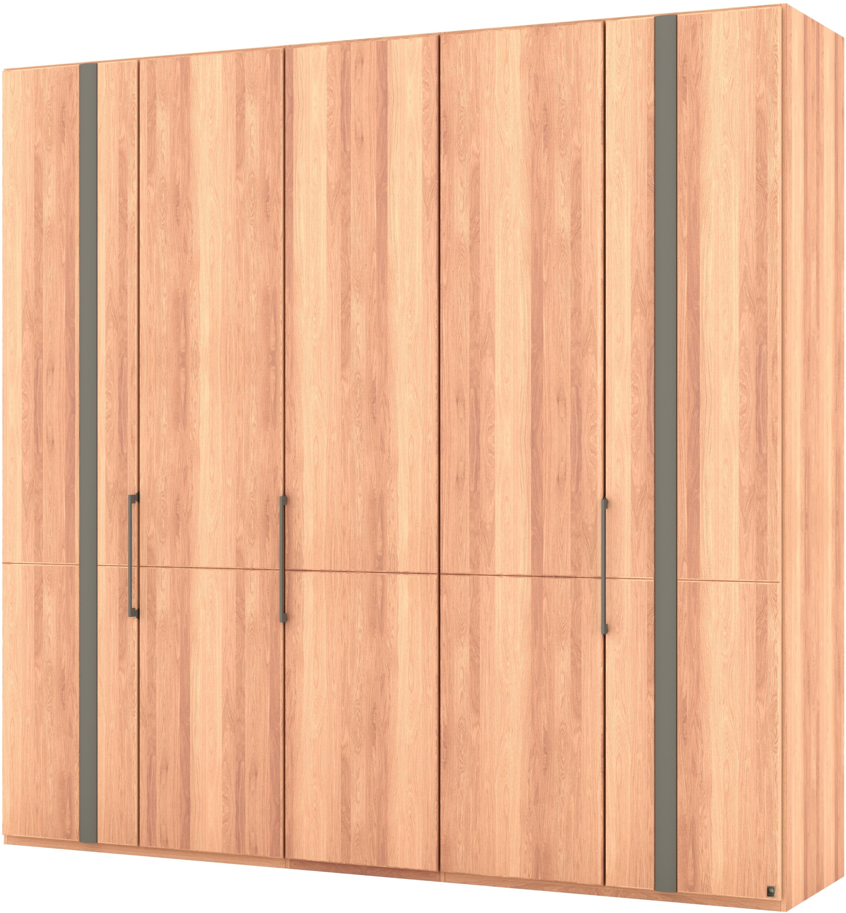 Kleiderschrank MUSTERRING "Sorrent, Kleiderschrank, teilmassiv Eiche", braun, B:250cm H:236cm, Schränke, Kleiderschrank, Türen in Eiche massiv mit Absetzung in Schiefer, verschiedene Maße