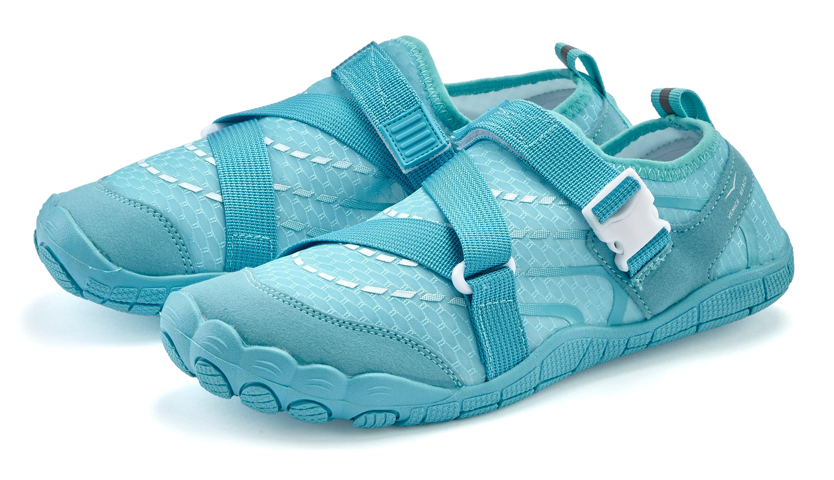 Aquaschuh VENICE BEACH "Badelatsche, Badeschuhe, Badeschlappe, Wasserschuh, leichter Slipper", Damen, Gr. 41, blau (türkis), Obermaterial: 100% Textilmaterial. Decksohle: 100% Textilmaterial. Futter: 100% Textilmaterial. Laufsohle: 100% Synthetik, unifarben, Schuhe Aquaschuh, schnelltrocknend mit ultraleichter Sohle VEGAN