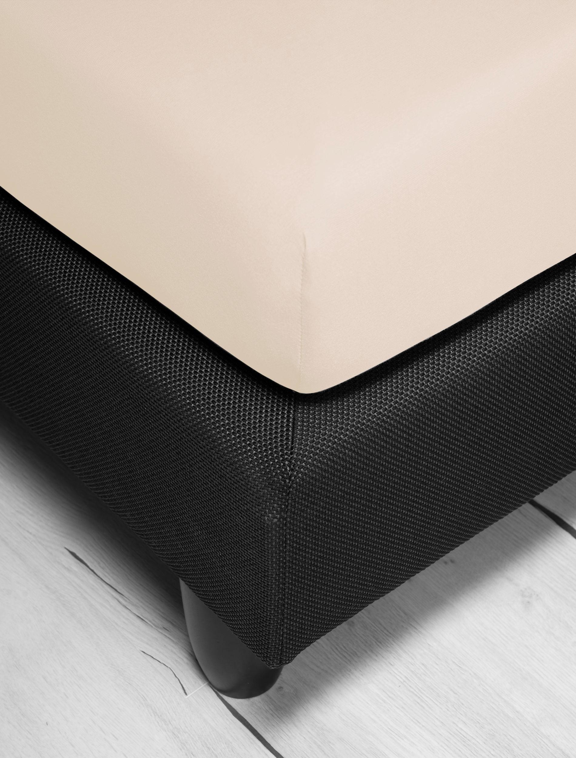 Spannbettlaken IRISETTE "Jupiter 8", beige (natur), L:200cm, Mako-Jersey, Obermaterial: 100% Baumwolle, Bettlaken, Spannbettlaken, aus Baumwolle, für Matratzen bis 25 cm Höhe, Bettlaken, Spannbetttuch