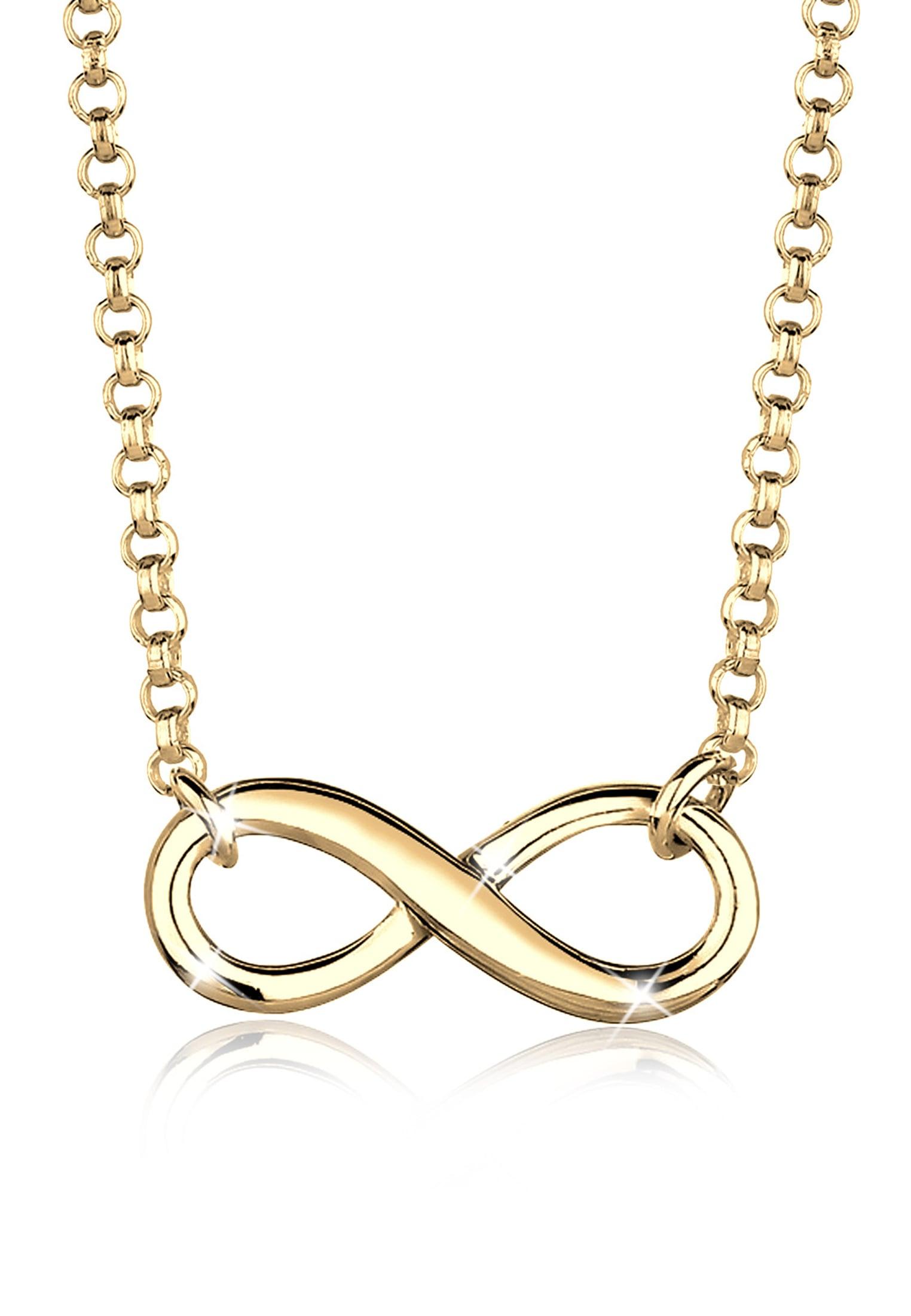 Choker ELLI "Halskette Choker Infinity Symbol Unendlichkeit 925 Silber" Gr. 38, gold, Halsketten, Damen, ohne Stein, Silber 925 (Sterlingsilber), Choker