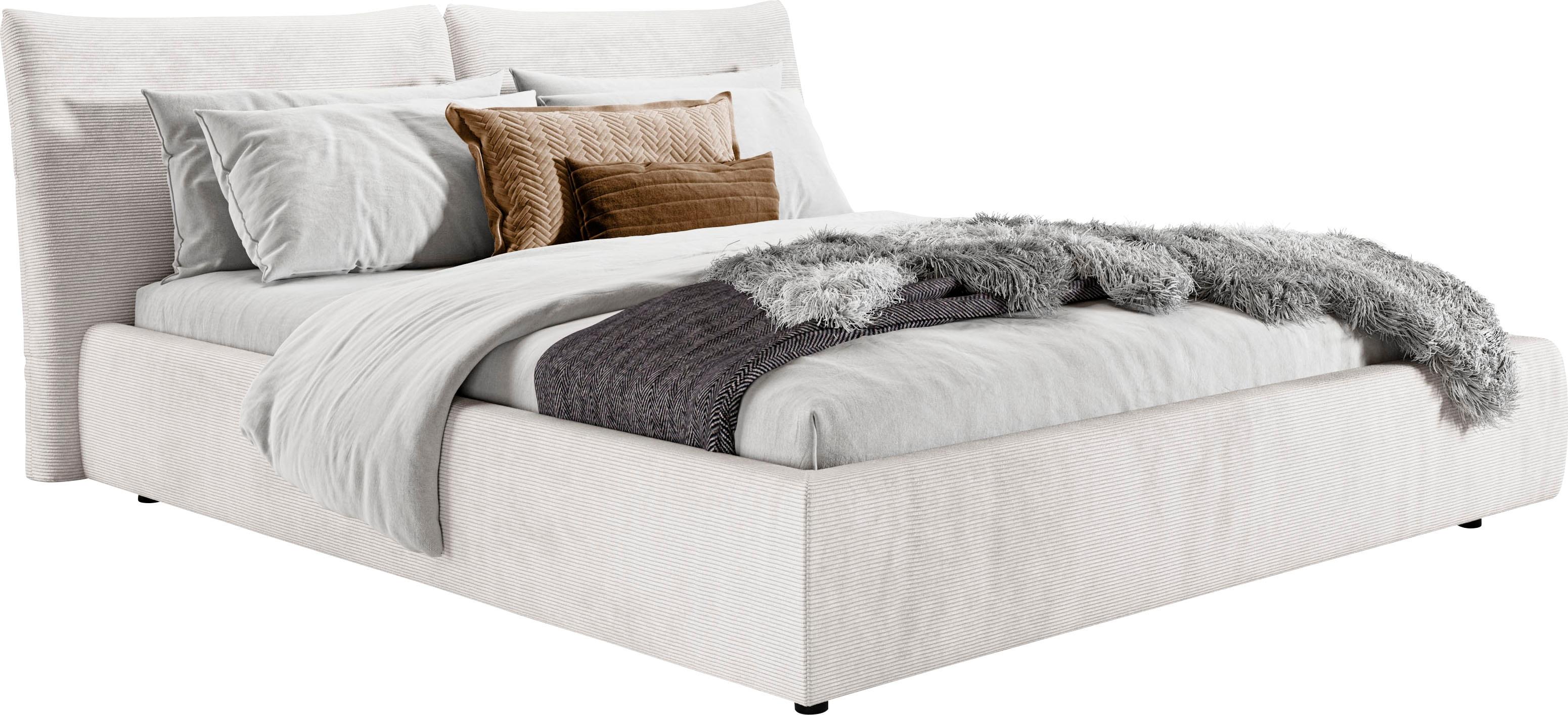 Polsterbett HOME AFFAIRE "Priora in 4 Breiten bis 200cm", silber, B:192cm H:100cm L:230cm, 95% Polyester / 5% Nylon, Betten, Polsterbett, auch in NaturLEDER, Cord, belastbar bis 280kg, auch Überlänge 220 cm