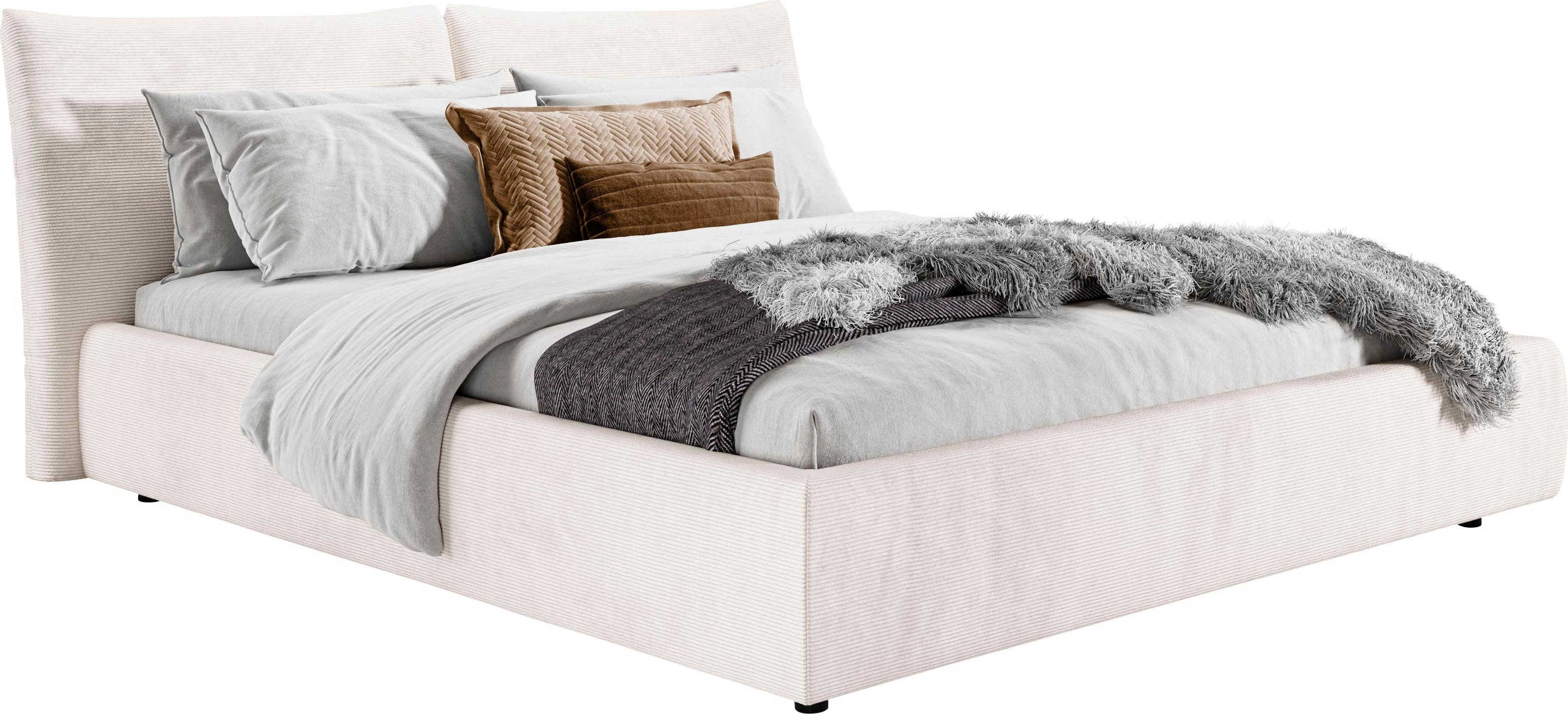 Polsterbett HOME AFFAIRE "Priora in 4 Breiten bis 200cm", weiß, B:172cm H:100cm L:250cm, 95% Polyester / 5% Nylon, Betten, Polsterbett, auch in NaturLEDER, Cord, belastbar bis 280kg, auch Überlänge 220 cm